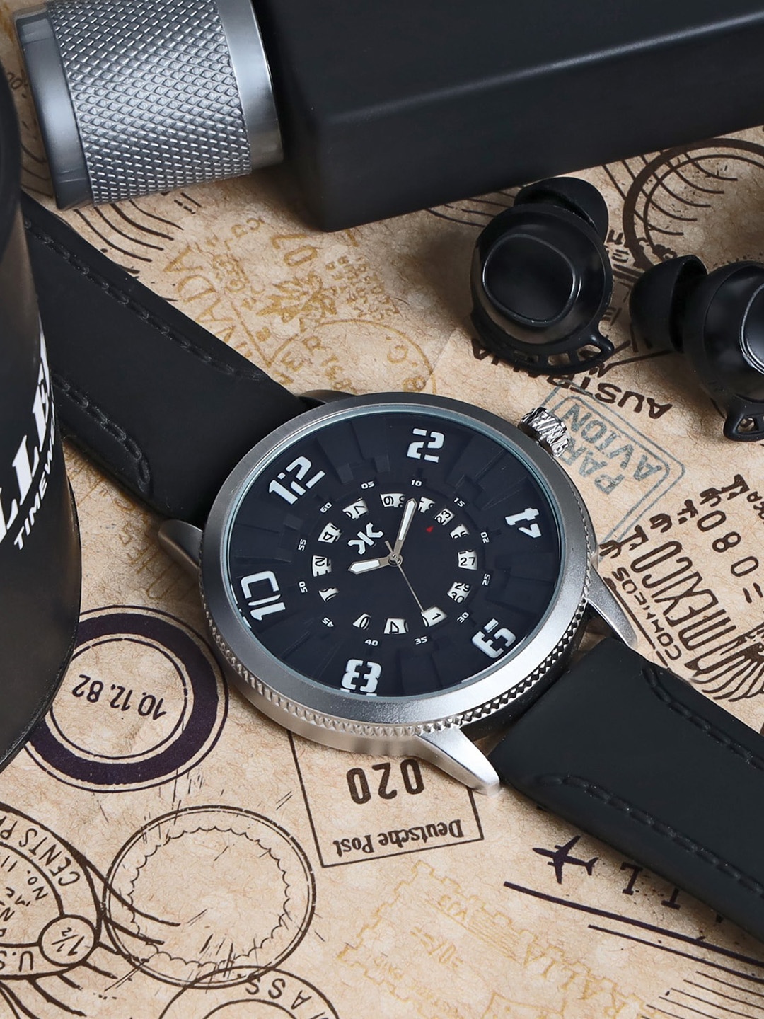 

Killer Men Round Textured Bracelet Style Straps Analogue Watch KLMO82A, Black