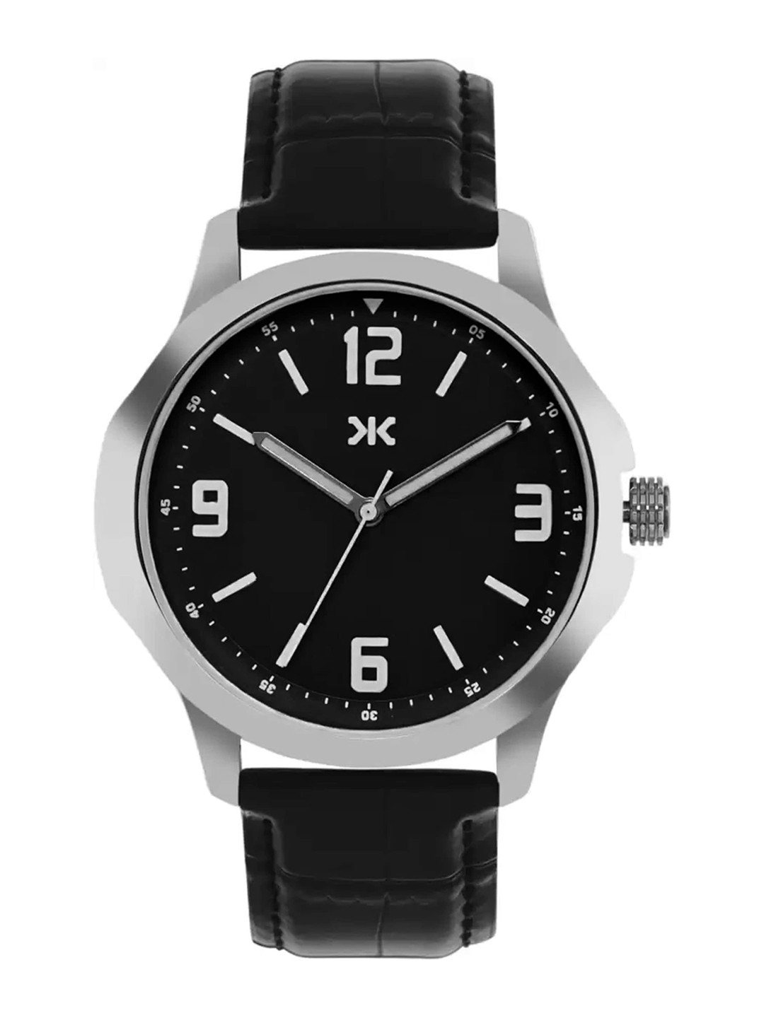 

Killer Men Embellished Dial & Leather Straps Analogue Watch KLMO23C, Black