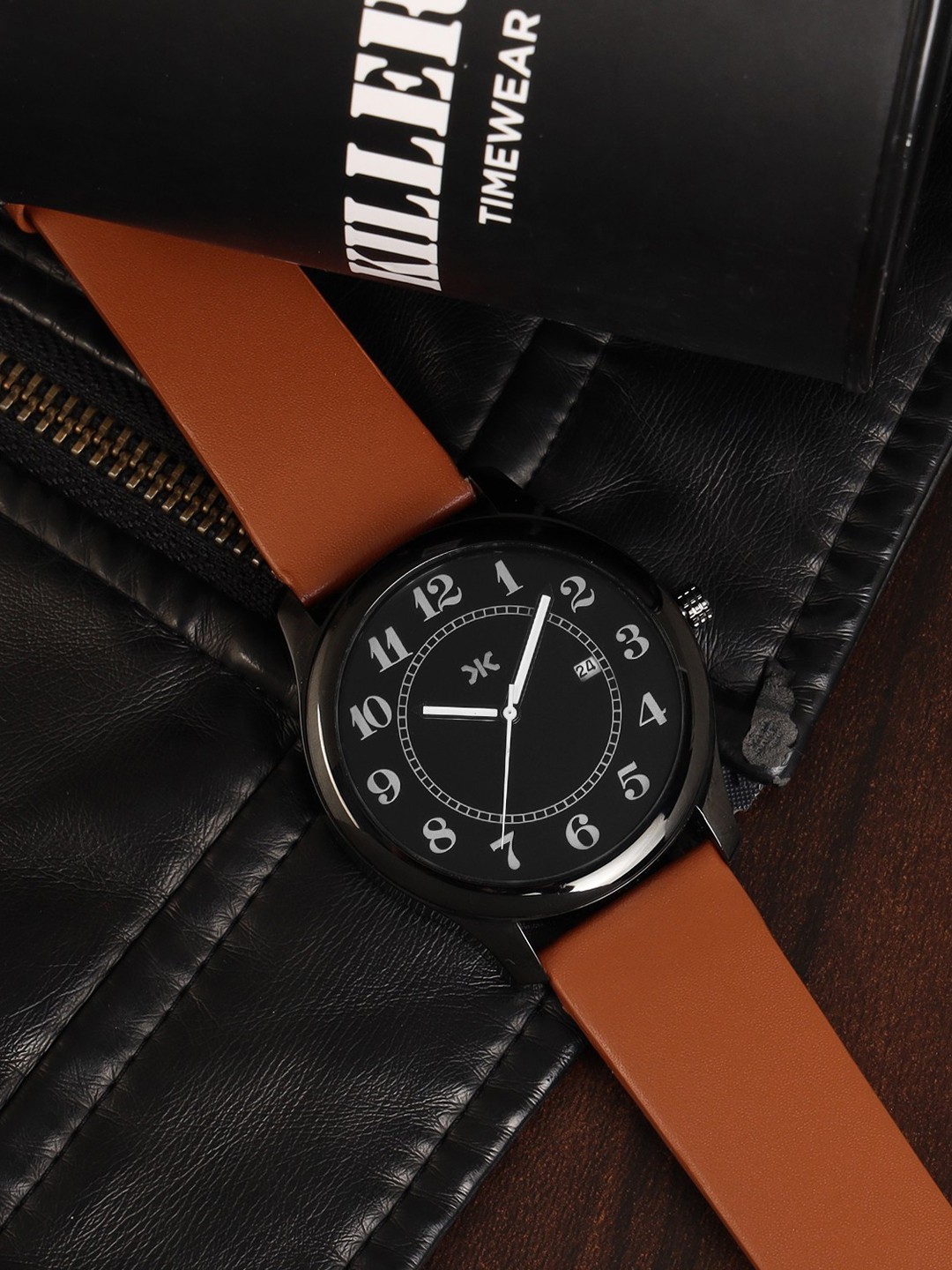 

Killer Men Patterned Dial & Leather Bracelet Style Straps Analogue Watch KLMO72A, Brown