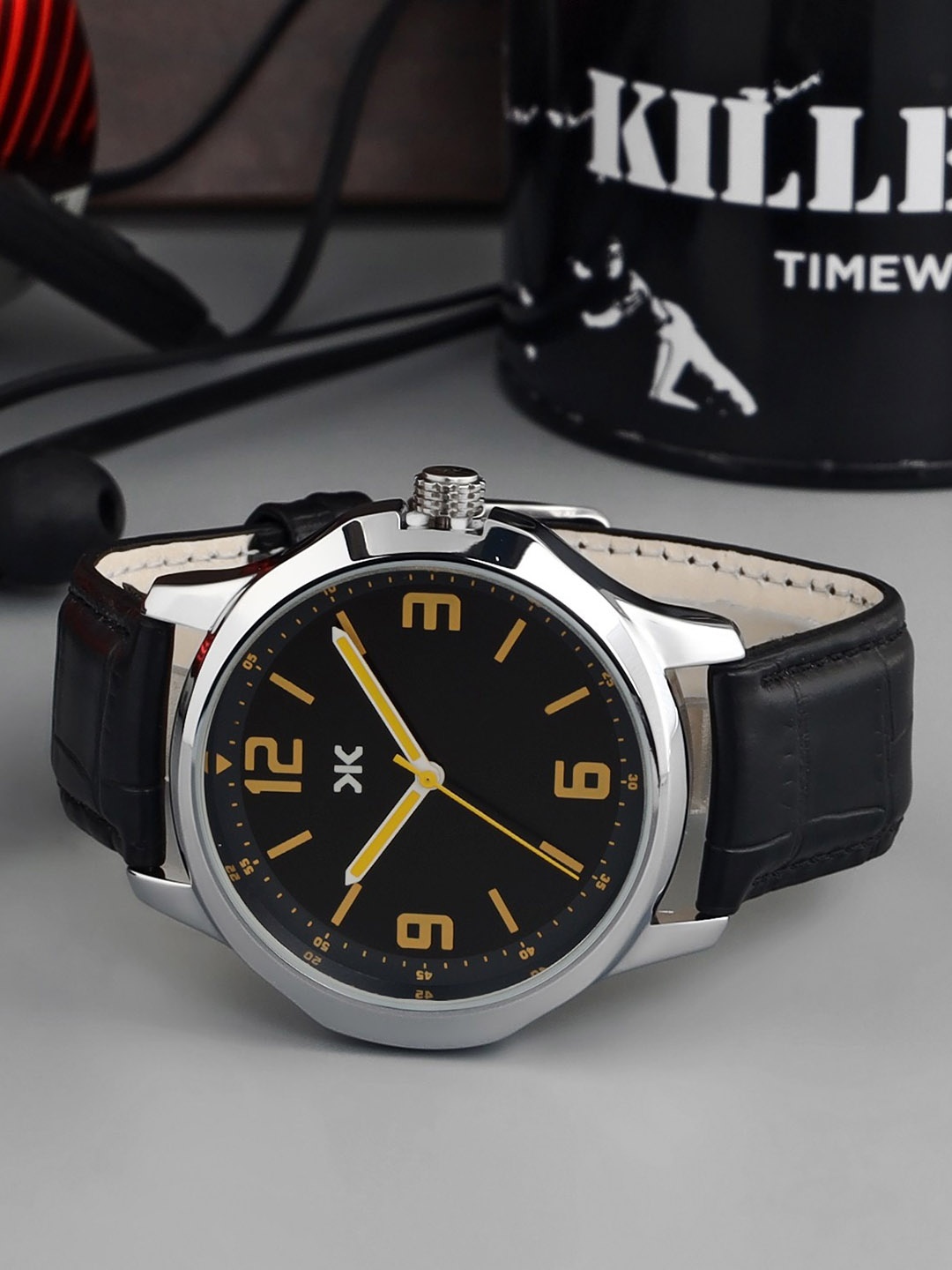 

Killer Men Dial & Leather Straps Analogue Watch KLMO23B, Black