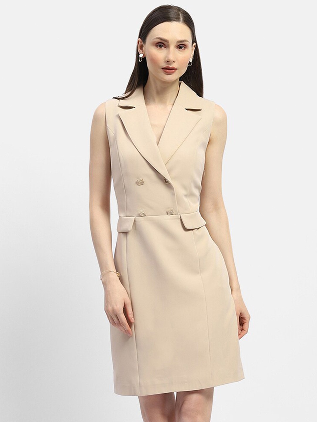 

Madame Sleeveless Shirt Dress, Beige