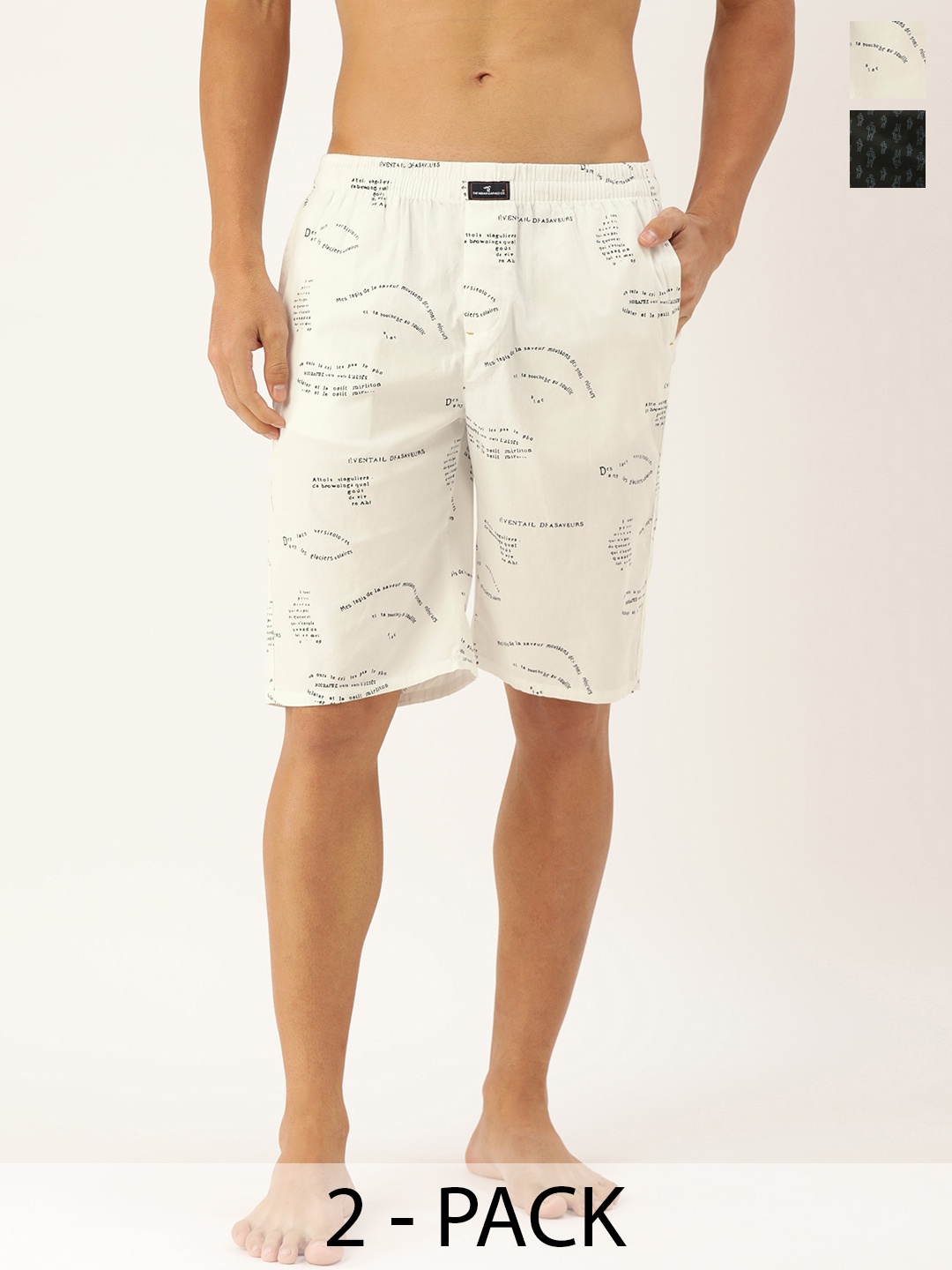 

The Indian Garage Co Pack Of 2 Printed Pure Cotton Boxers 13647960-1-13466990, Black