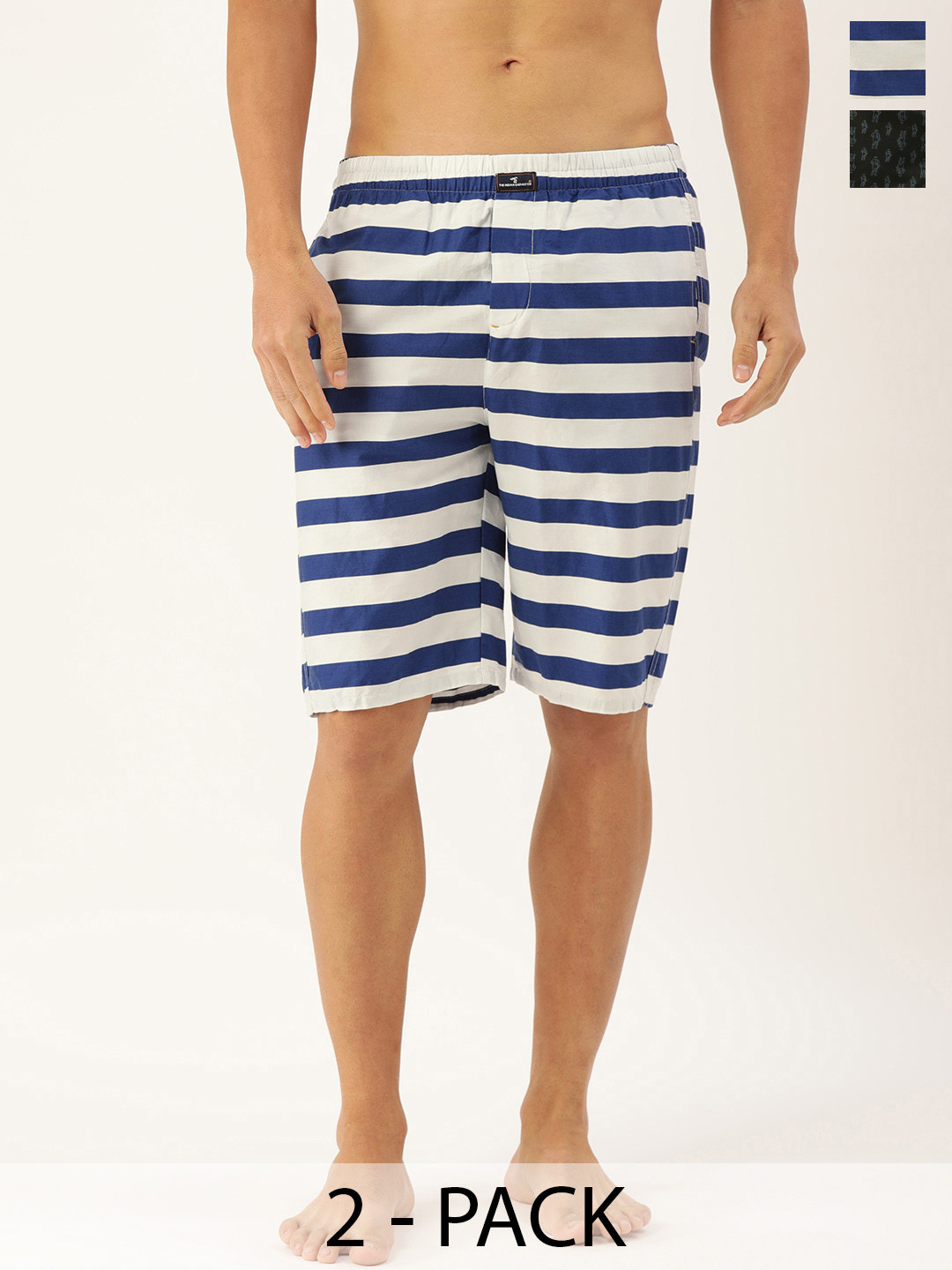 

The Indian Garage Co Pack Of 2 Printed Pure Cotton Boxers 13647970-1-13466990, Navy blue