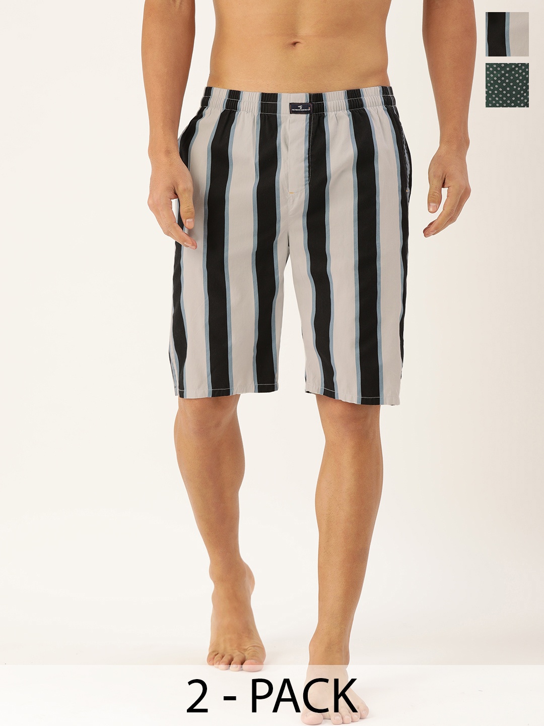 

The Indian Garage Co Pack Of 2 Printed Pure Cotton Boxers 13647954-1-13466992, Navy blue