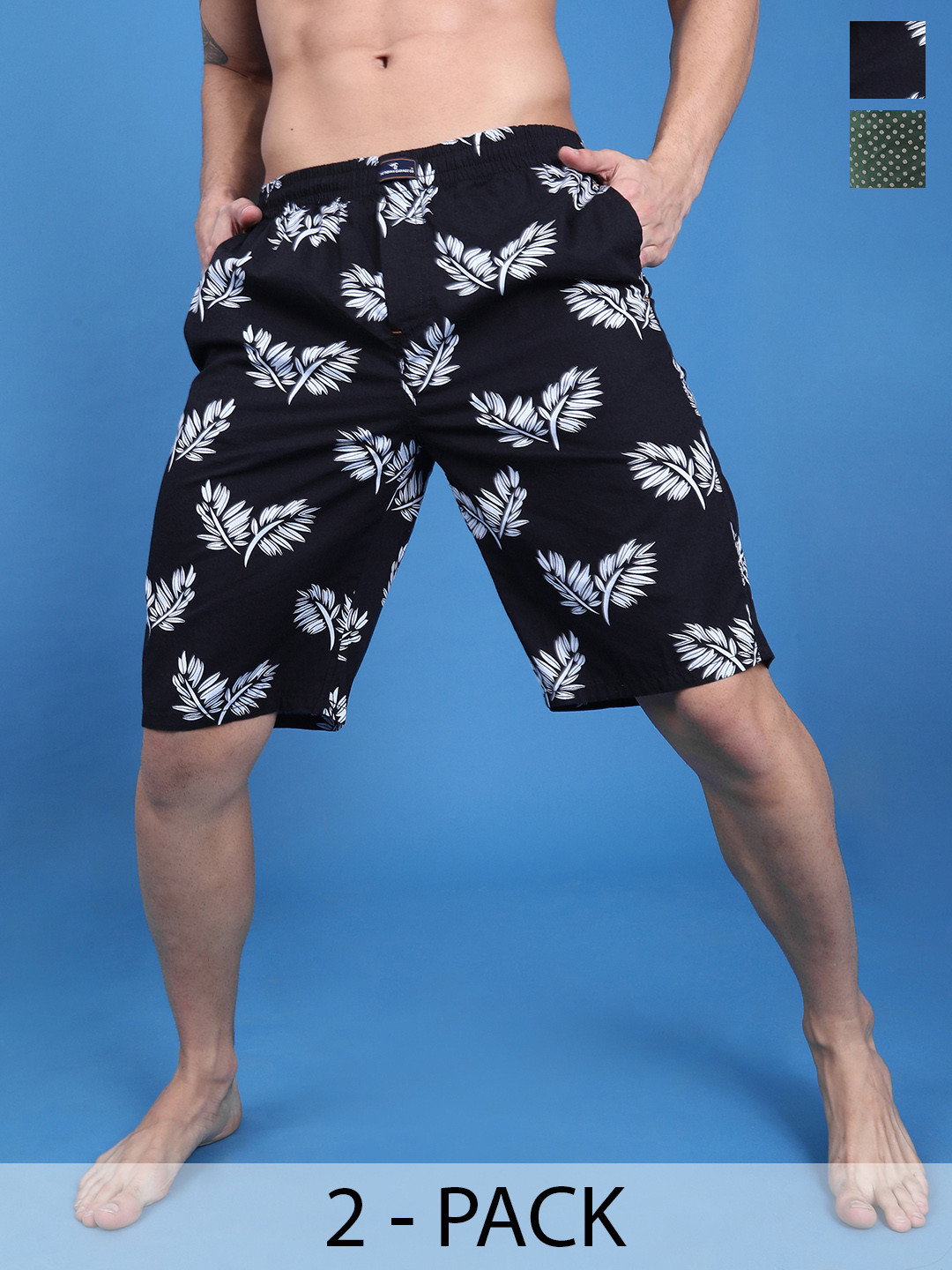 

The Indian Garage Co Pack Of 2 Printed Pure Cotton Boxers 13647972-1-13466992, Black