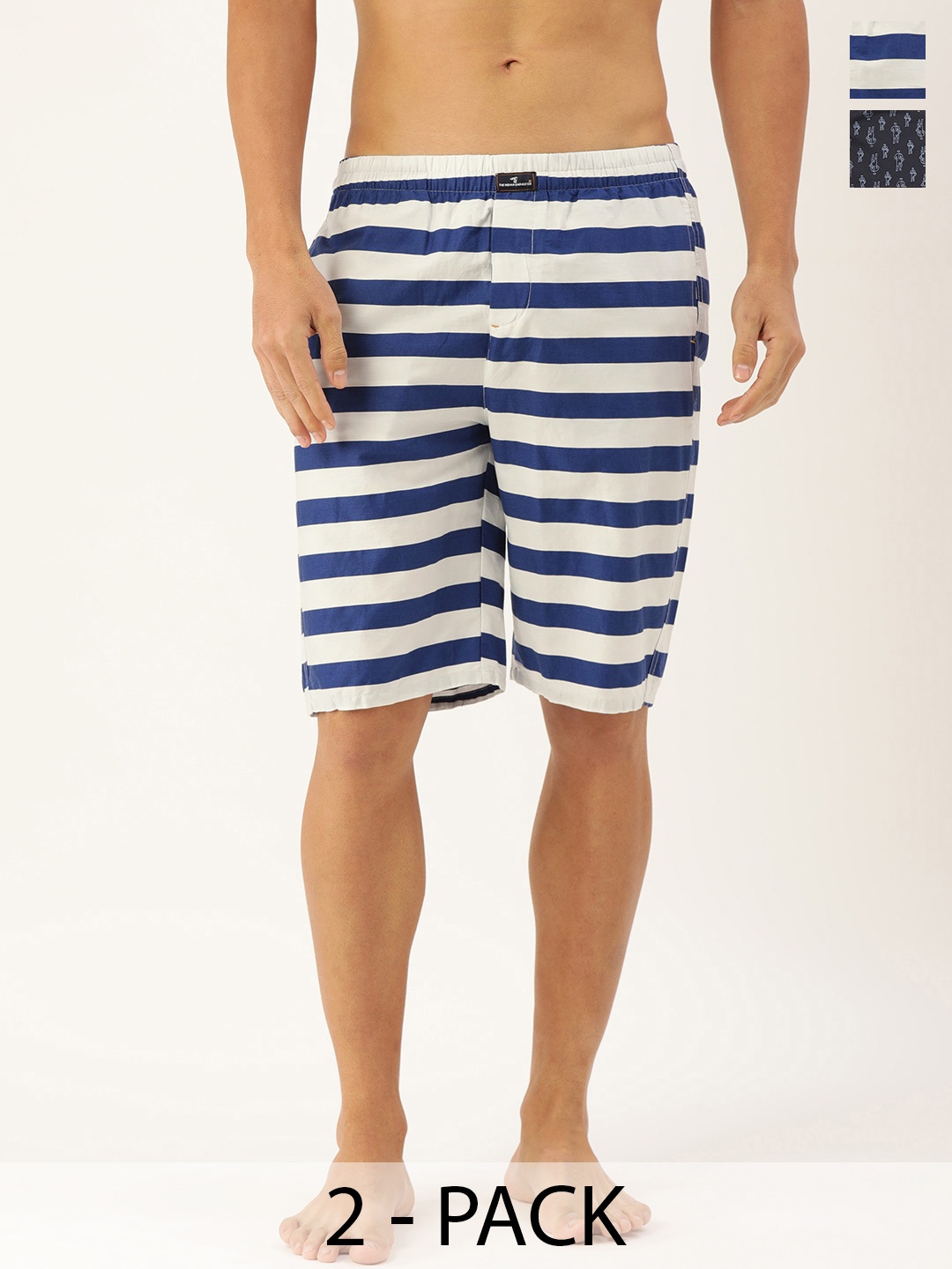 

The Indian Garage Co Pack Of 2 Printed Pure Cotton Boxers 13647970-1-13467000, Navy blue
