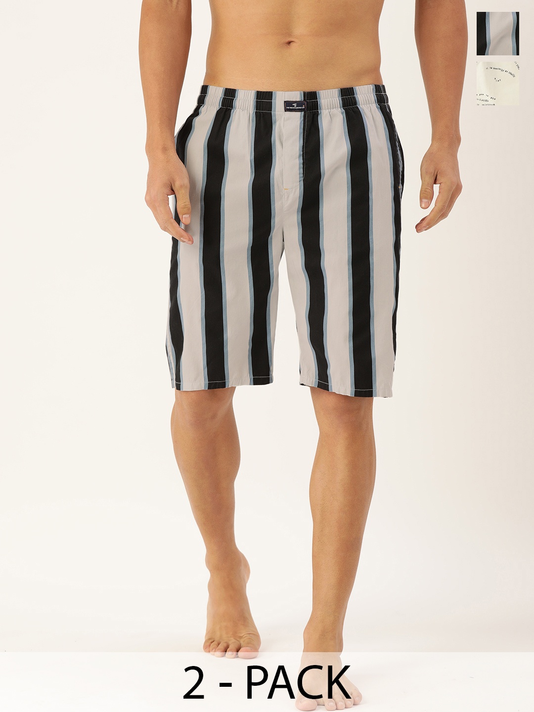 

The Indian Garage Co Pack Of 2 Printed Pure Cotton Boxers 13647954-1-13647960, Navy blue