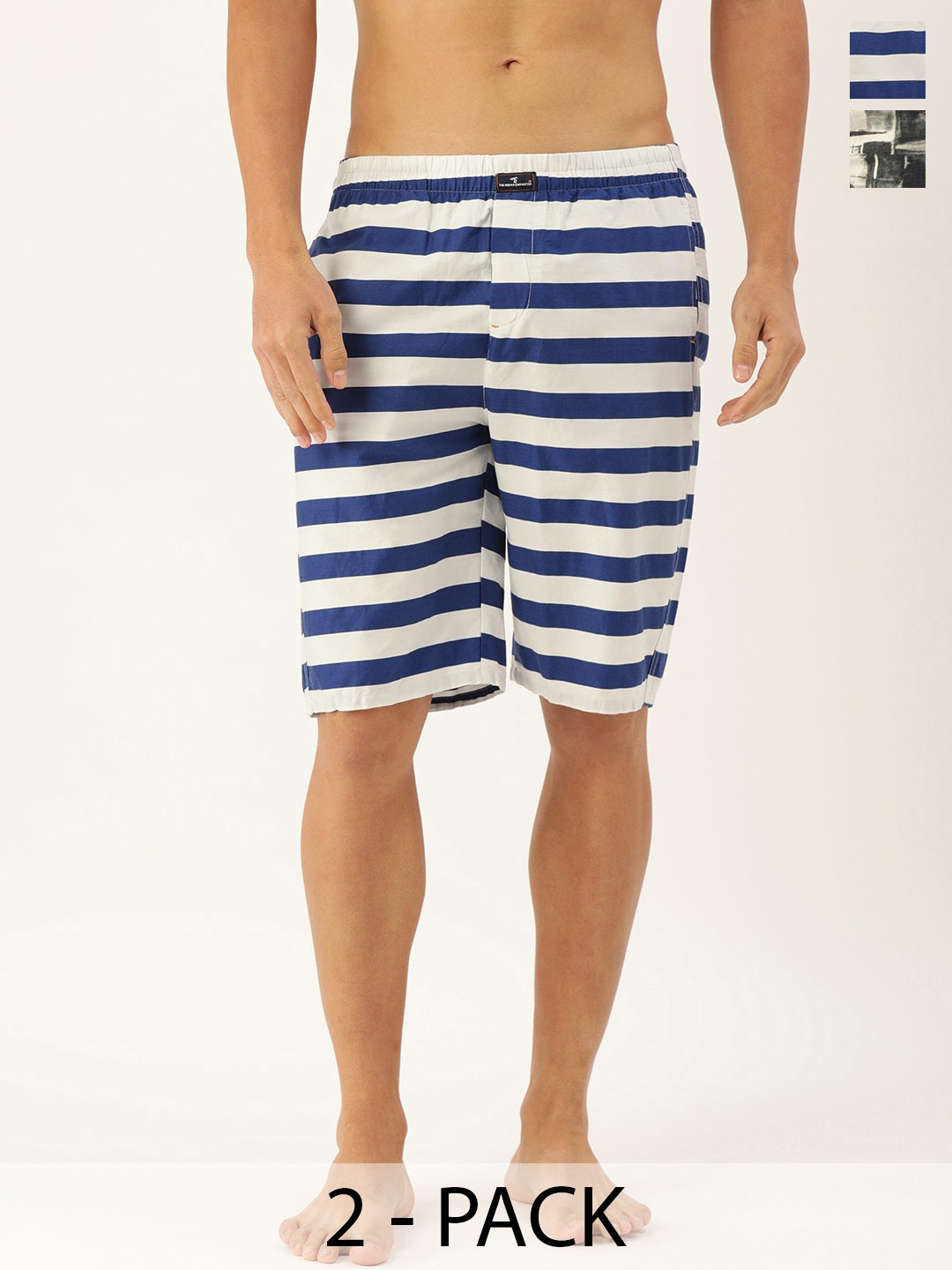 

The Indian Garage Co Pack Of 2 Printed Pure Cotton Boxers 13647956-1-13647970, Navy blue