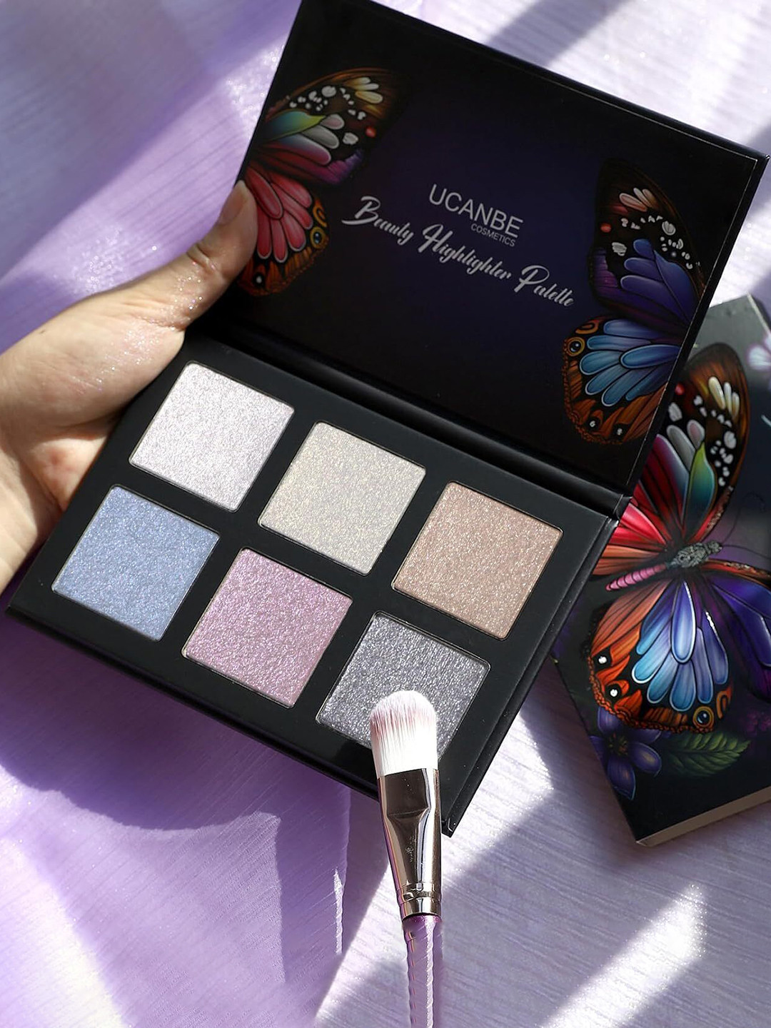 

UCANBE Beauty Highlighter Palette - 22.8g - Pearl-Gold-Champagne-Ice Blue-Violet & Slive, Multi