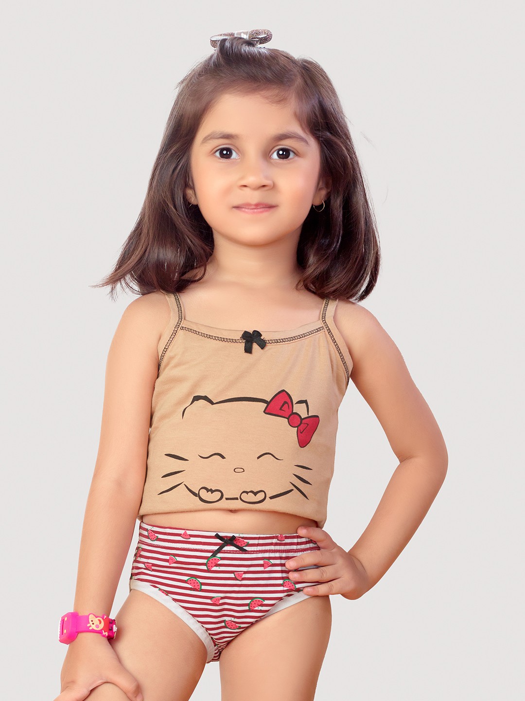 

inner amour Girls Pack Of 3 Assorted Cotton Hipster Brief, Pink