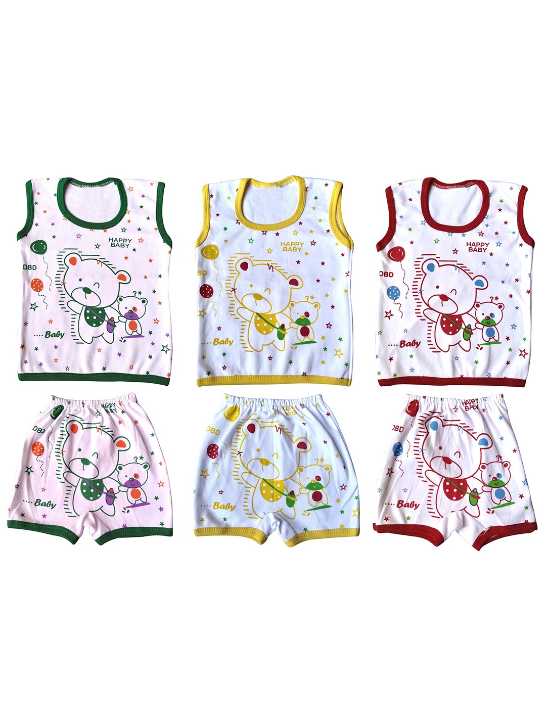 

BAESD Unisex Kids Pack Of 3 Graphic Printed Pure Cotton T-shirt With Shorts, White