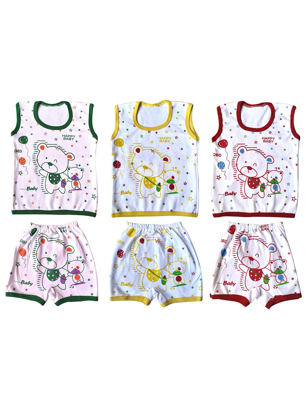 

BAESD Unisex Kids Pack Of 3 Graphic Printed Pure Cotton T-shirt With Shorts, White