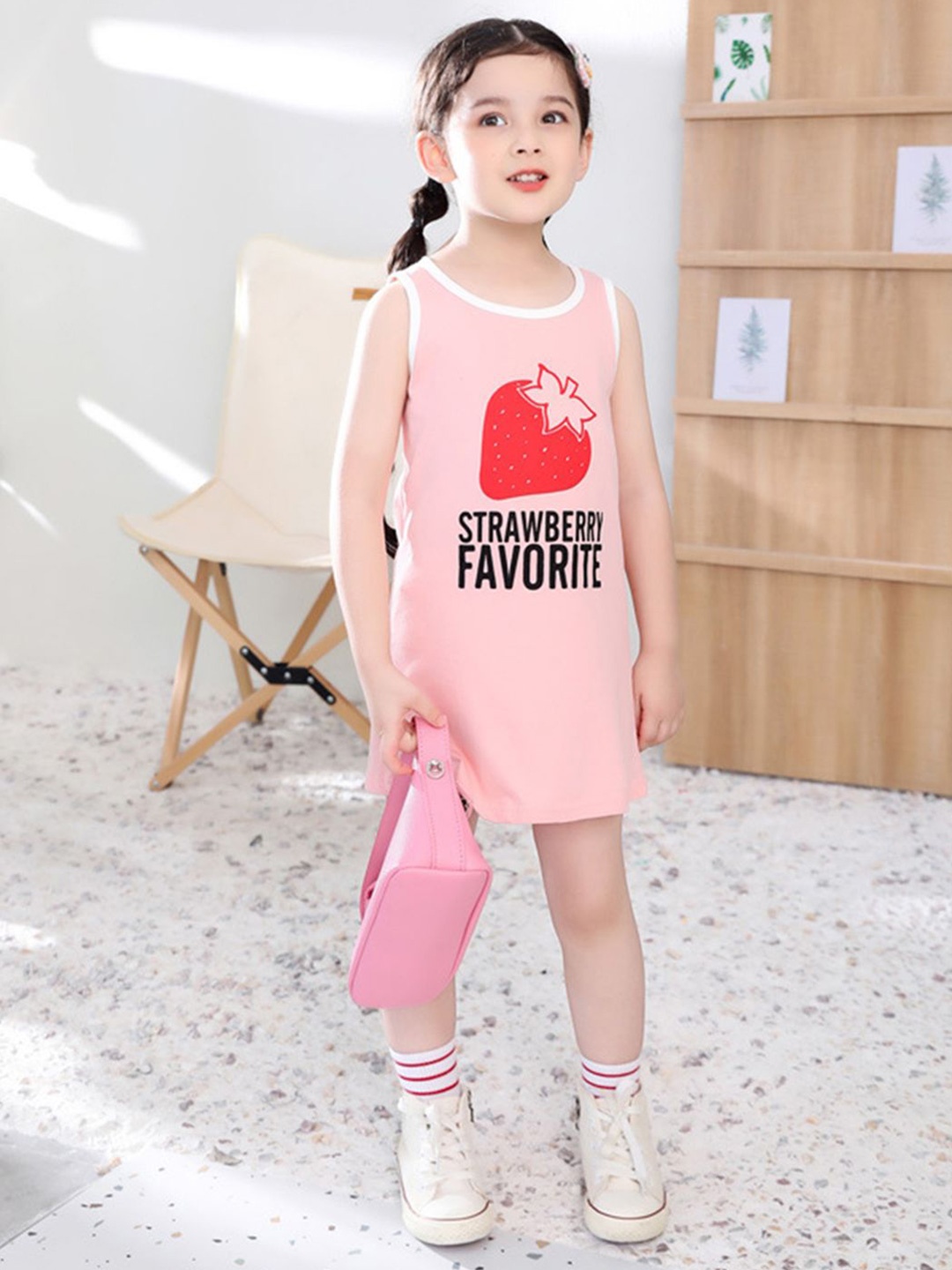 

INCLUD Round Neck Sleeveless Above Knee Dress, Pink
