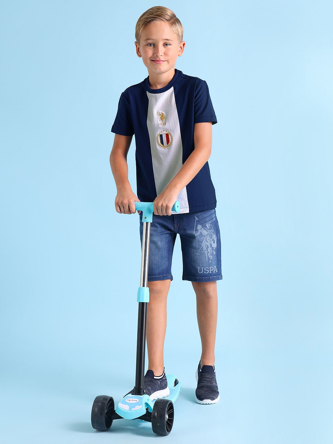 

U.S. Polo Assn. Kids Boys Round Neck Short Sleeves Regular Fit T-shirt, Blue