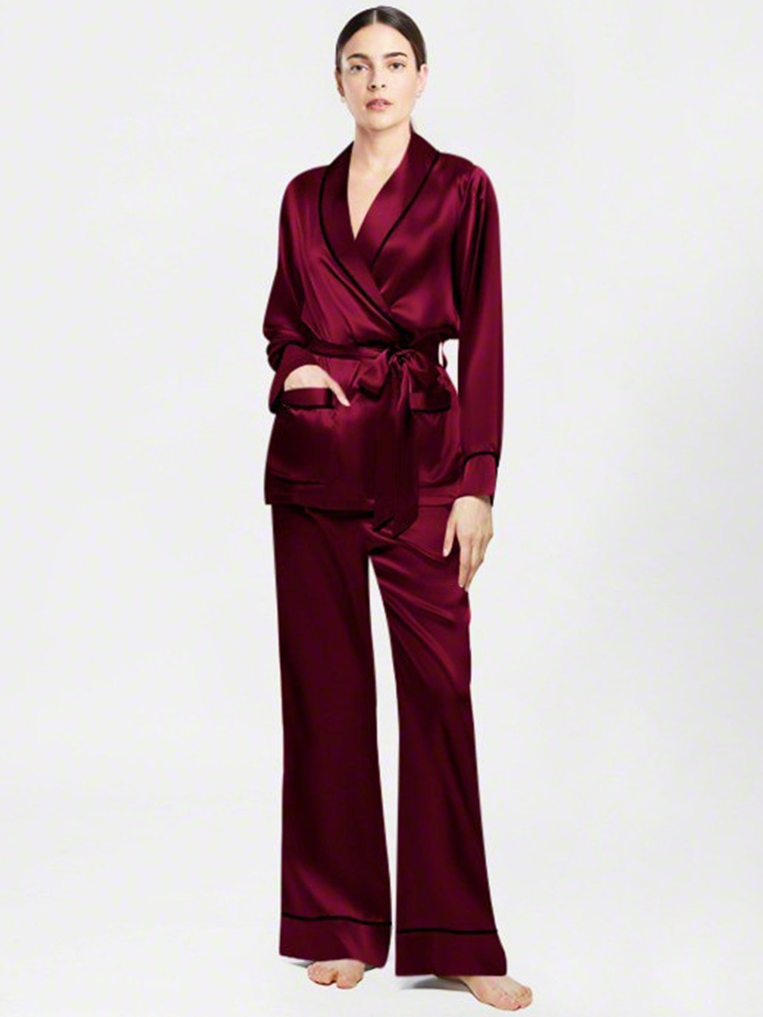 

Bella Babe by SK Satin Night suit with Belt, Red