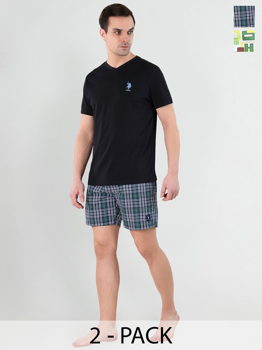 

U.S. Polo Assn. Pack Of 2 Printed Pure Cotton Boxers 23903044-1-25048640-1, Blue
