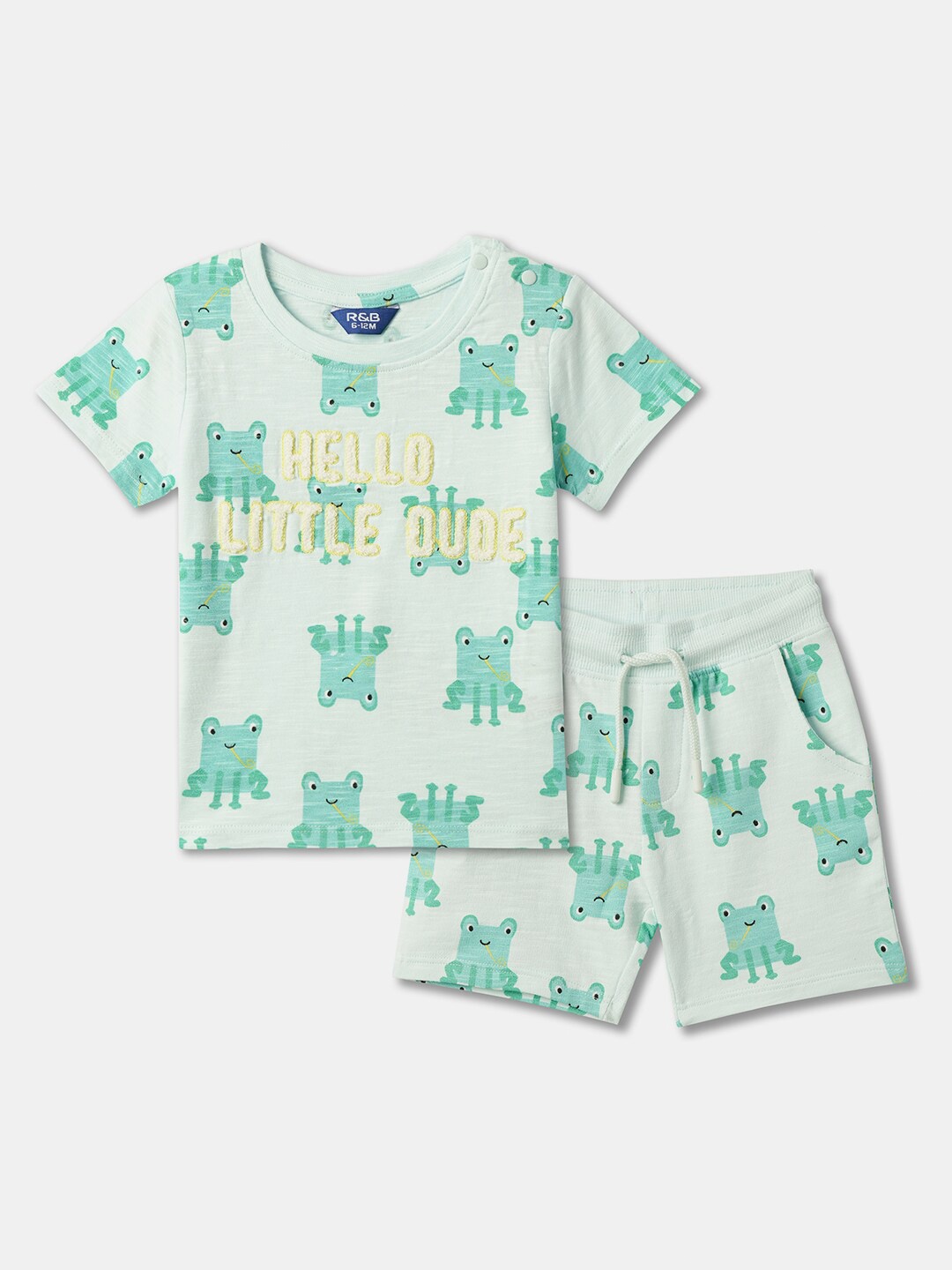 

R&B Boys Printed Round Neck Top with Shorts, Blue