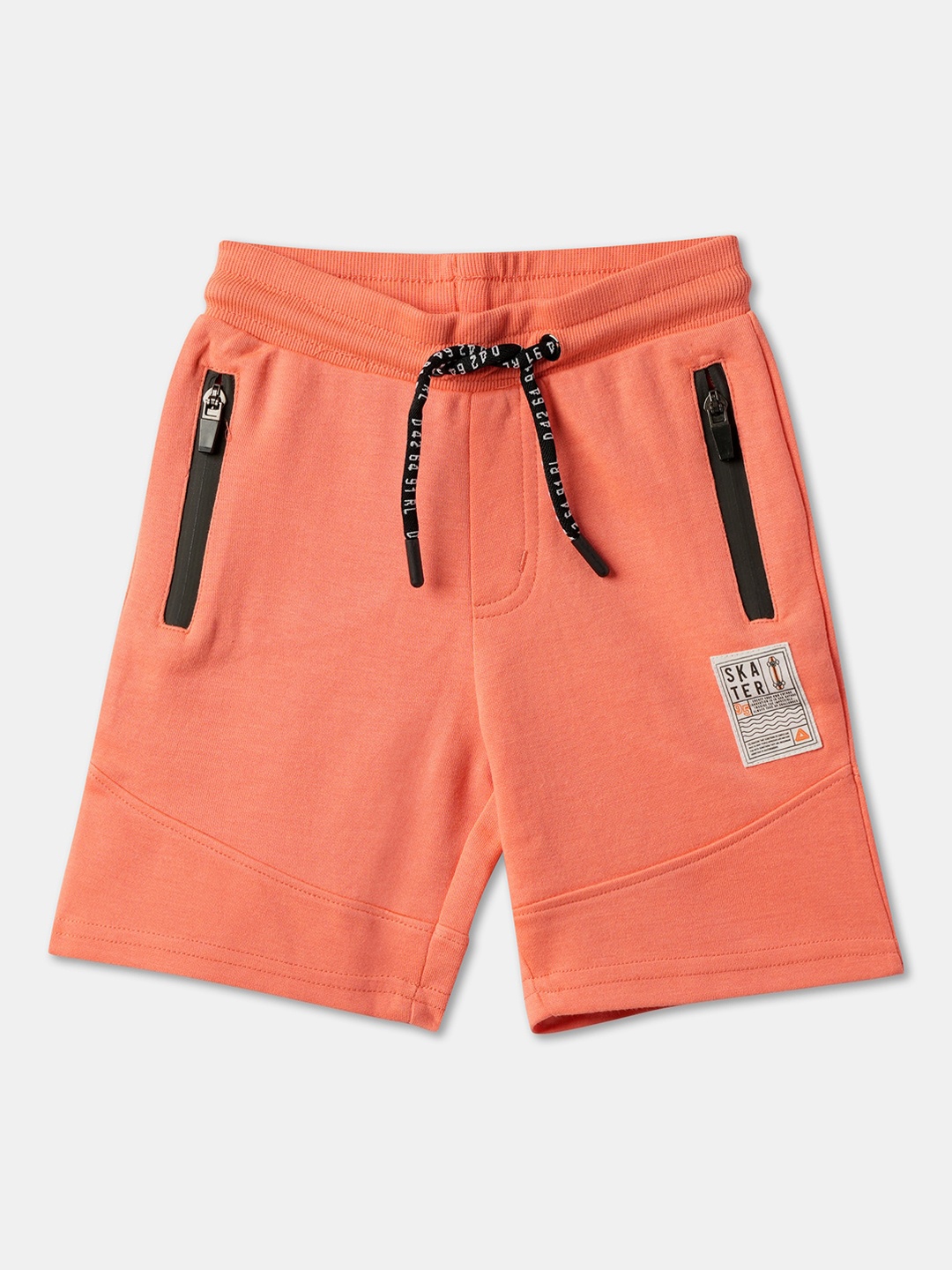 

R&B Boys Mid-Rise Cotton Shorts, Peach