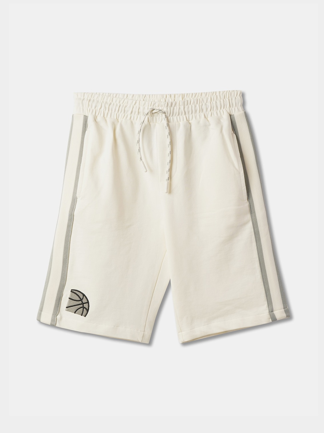 

R&B Boys Mid-Rise Cotton Shorts, White