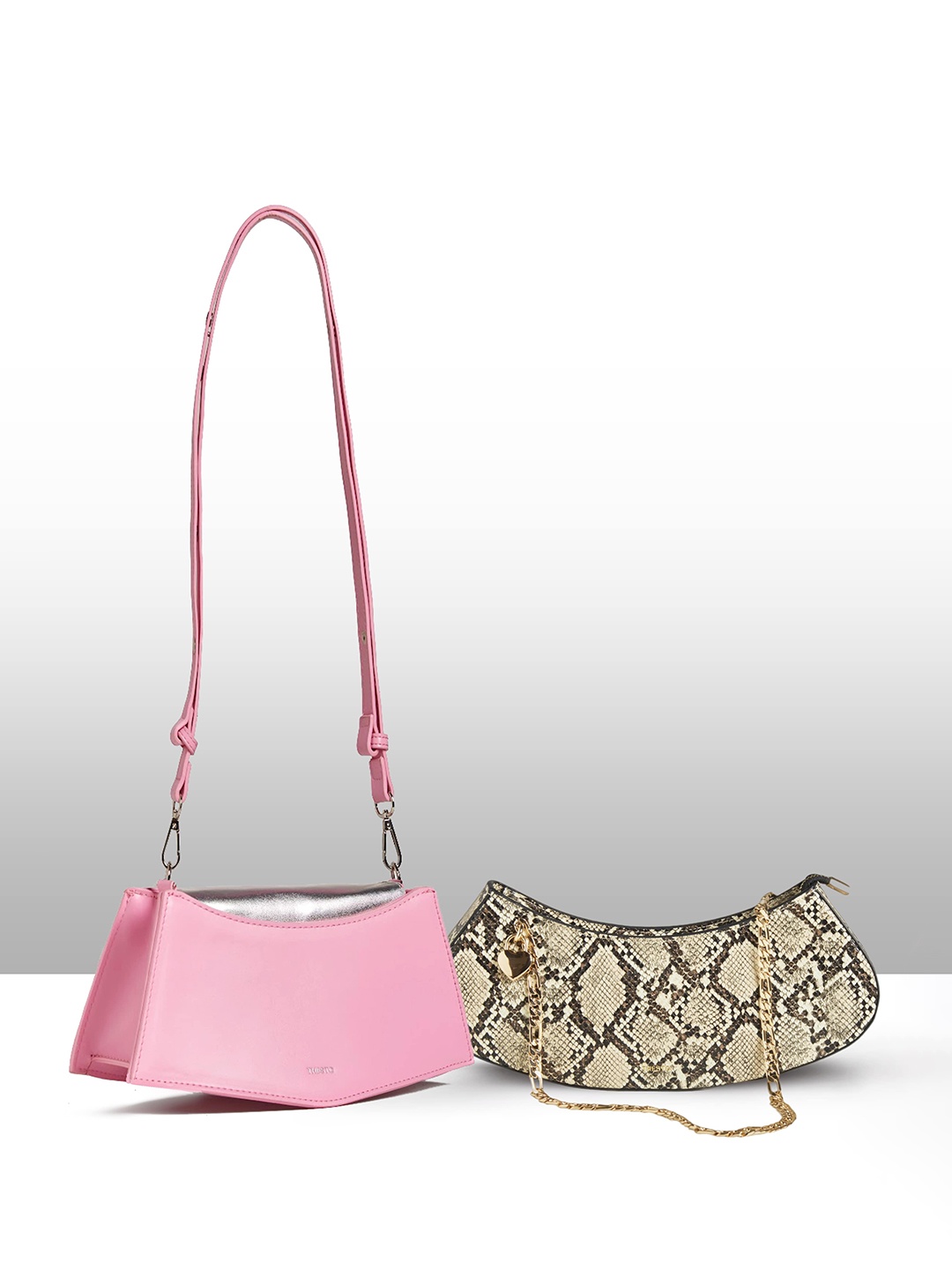 

THESTO Set Of 2 Structured Shoulder Bag, Pink