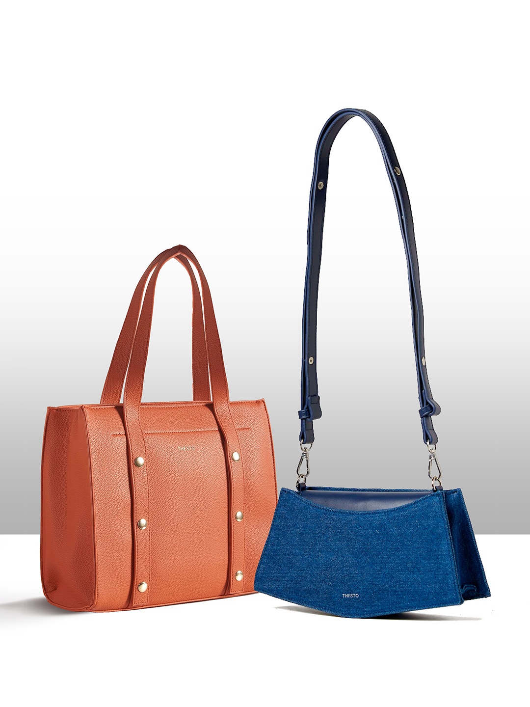 

THESTO Set Of 2 Structured Shoulder Bag, Blue