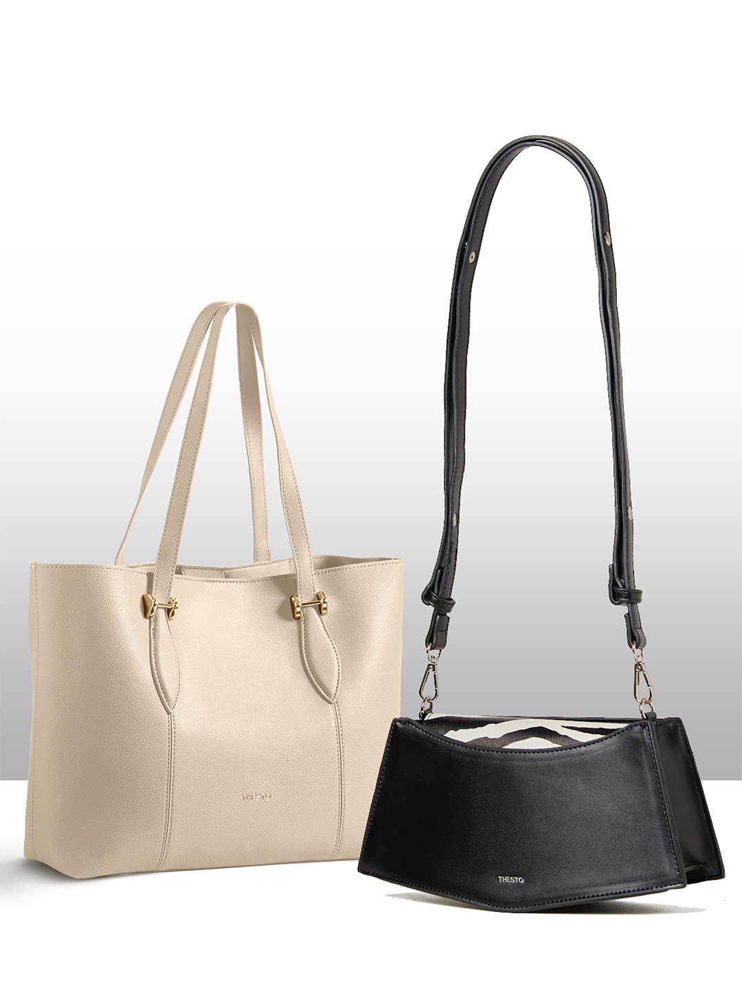 

THESTO PU Shopper Shoulder Bag, Black