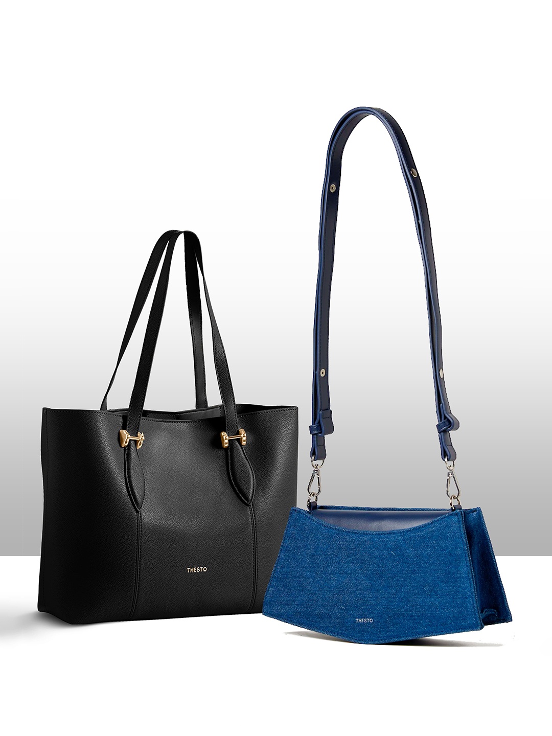 

THESTO Set Of 2 Structured Shoulder Bag, Blue