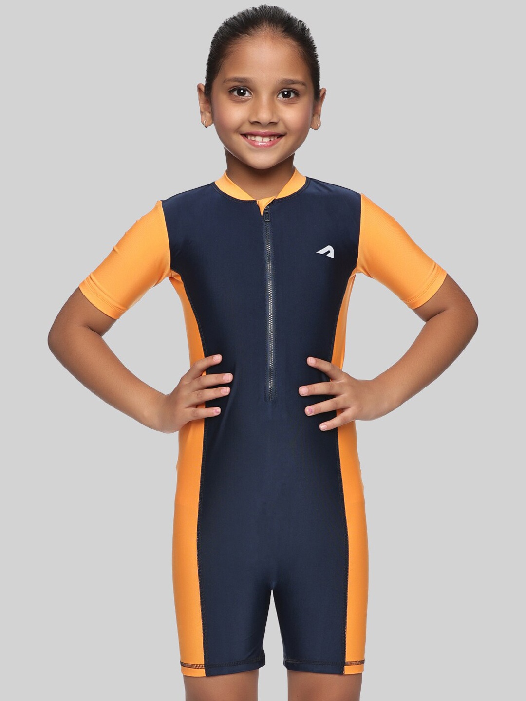 

BOLDFIT Girls Colourblocked Full Coverage Legsuit, Navy blue