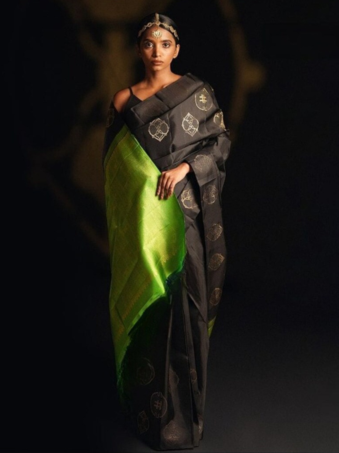 

Flosive Ethnic Motifs Woven Design Zari Art Silk Banarasi Saree, Black