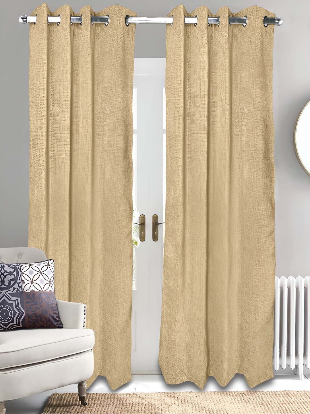 

Saral Home Tic Tac Chenille BlackoutSet of 2 Gold Long Door Curtains
