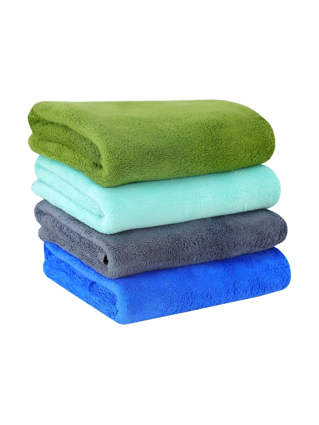 

Yellow Weaves Grey & Green 4 Pieces 400 GSM Quick-Dry Hand Towels, Blue