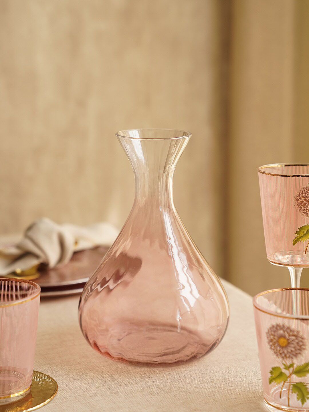 

Pure Home and Living Light Pink Ombre Glass Decanter
