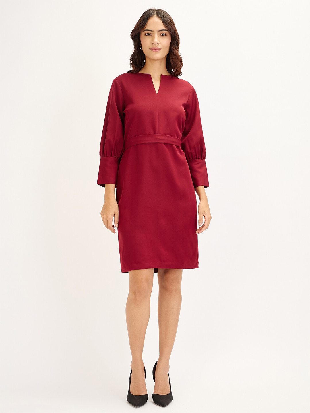 

SALT ATTIRE Keyhole Neck Formal Sheath Dress, Maroon