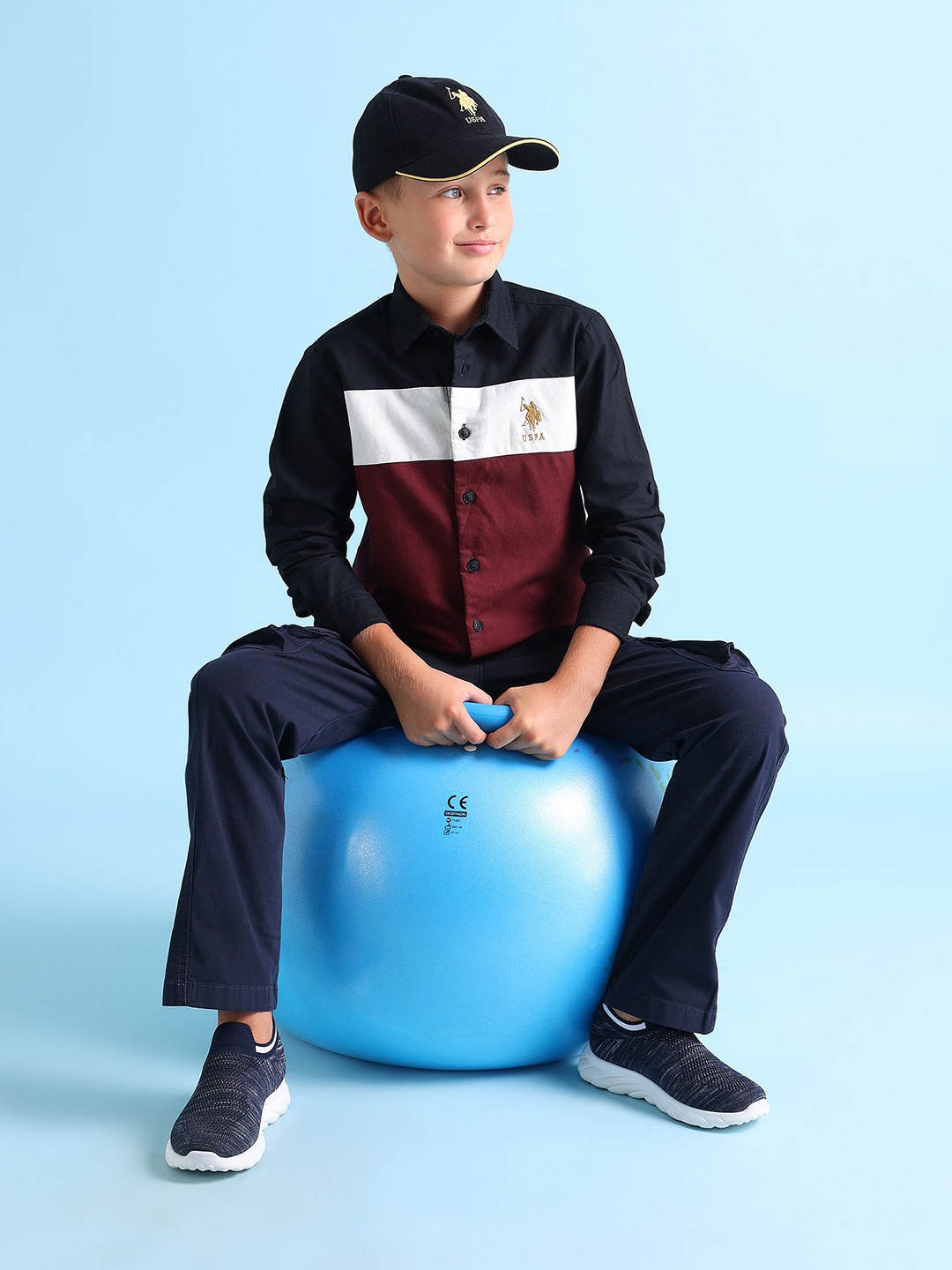 

U.S. Polo Assn. Kids Boys Classic Spread Collar Long Sleeves Regular Fit Casual Shirt, Blue