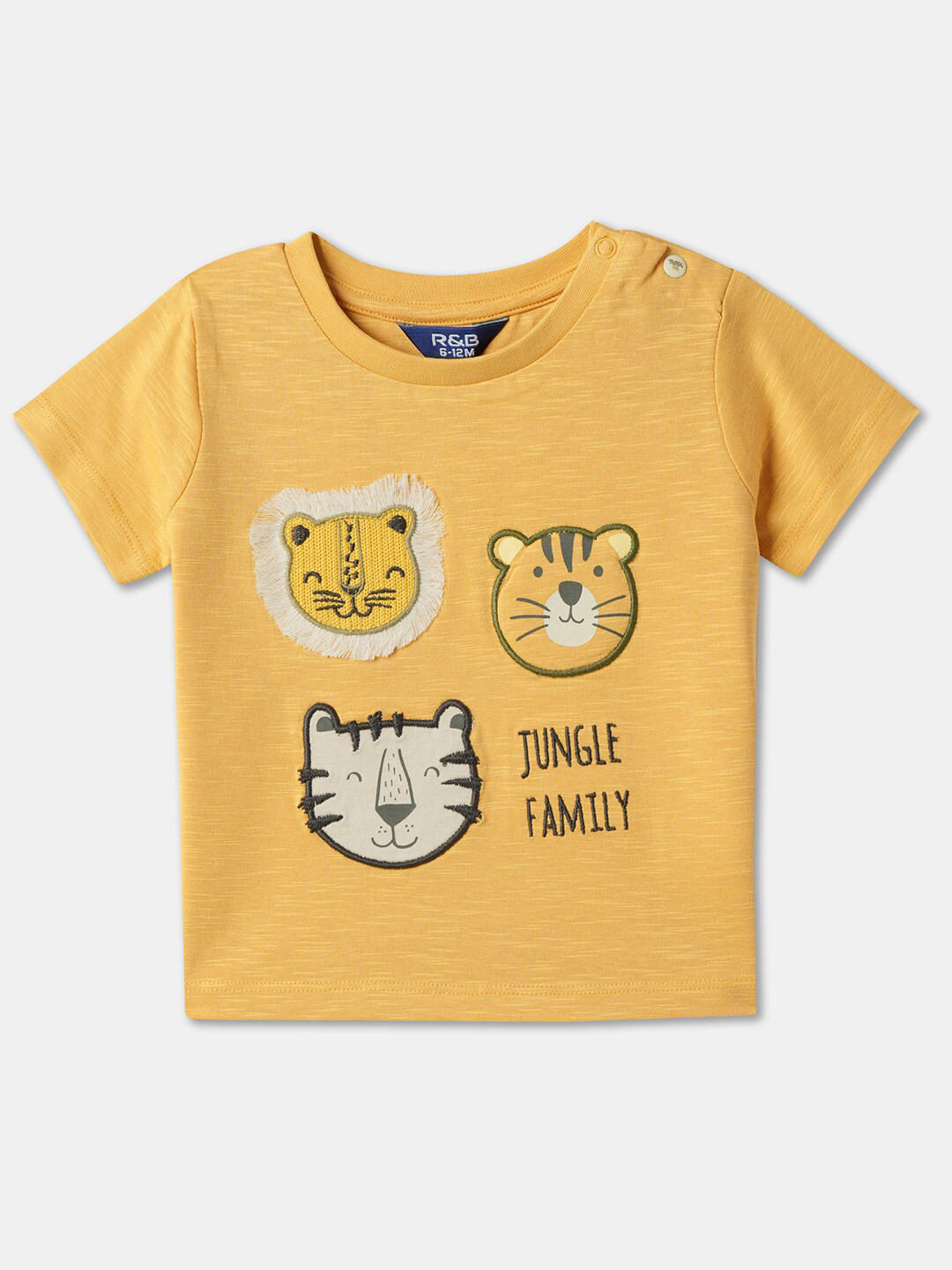 

R&B Boys Graphic Printed Embroidered T-shirt, Yellow
