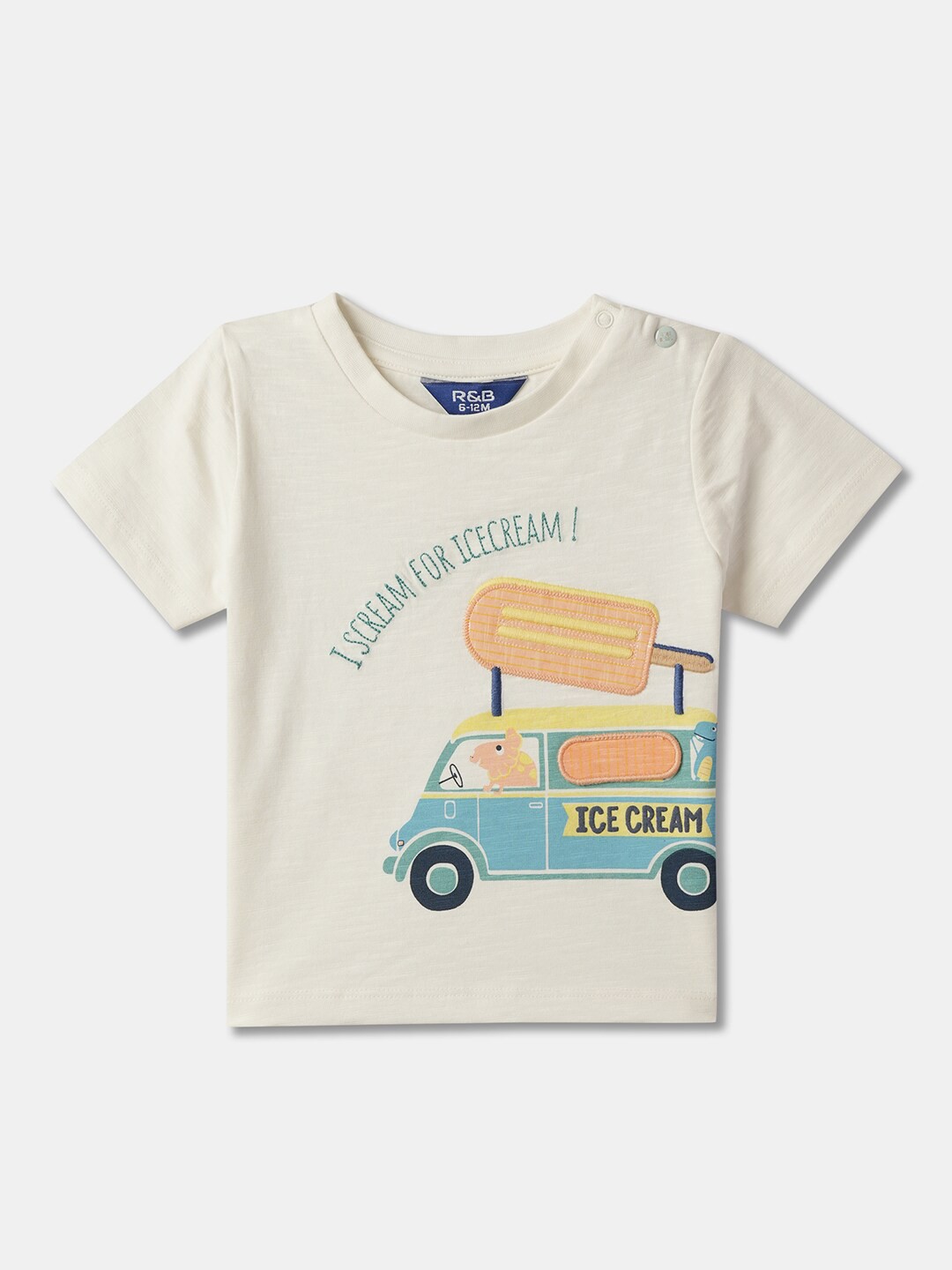 

R&B Boys Graphic Printed Embroidered T-shirt, White