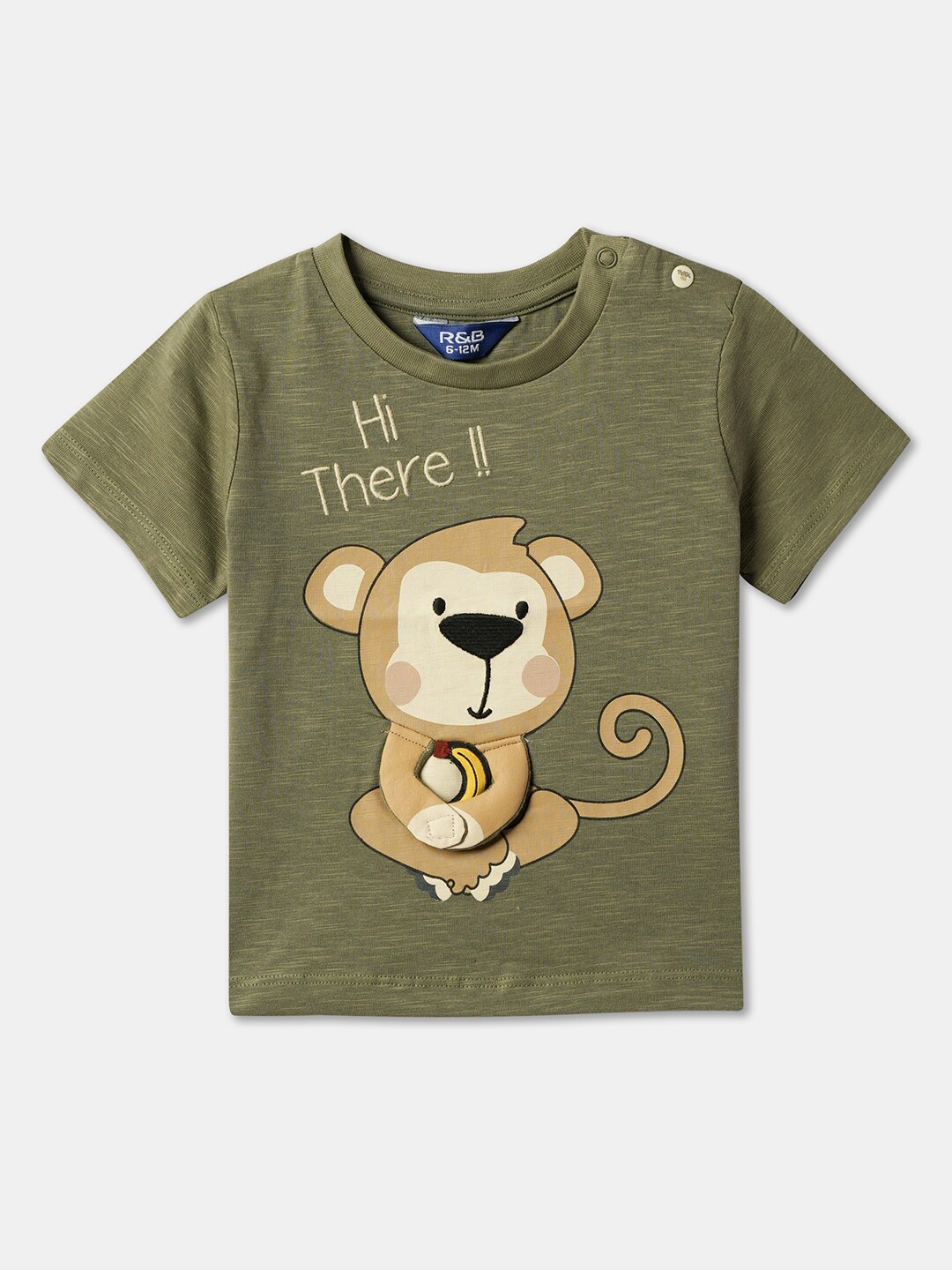 

R&B Infant Boys Graphic Printed Cotton T-Shirt, Olive