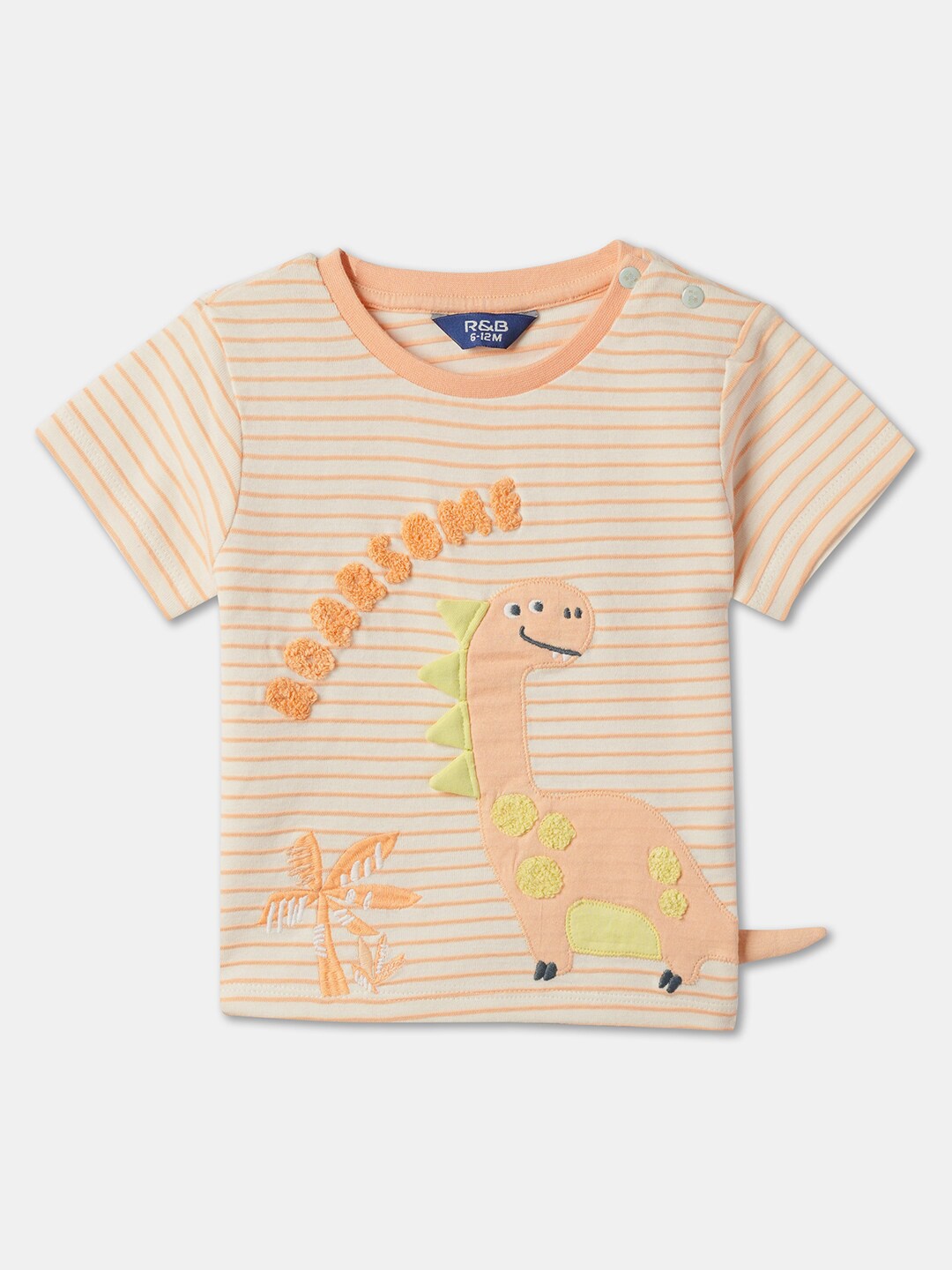 

R&B Boys Graphic Printed Applique T-shirt, Peach