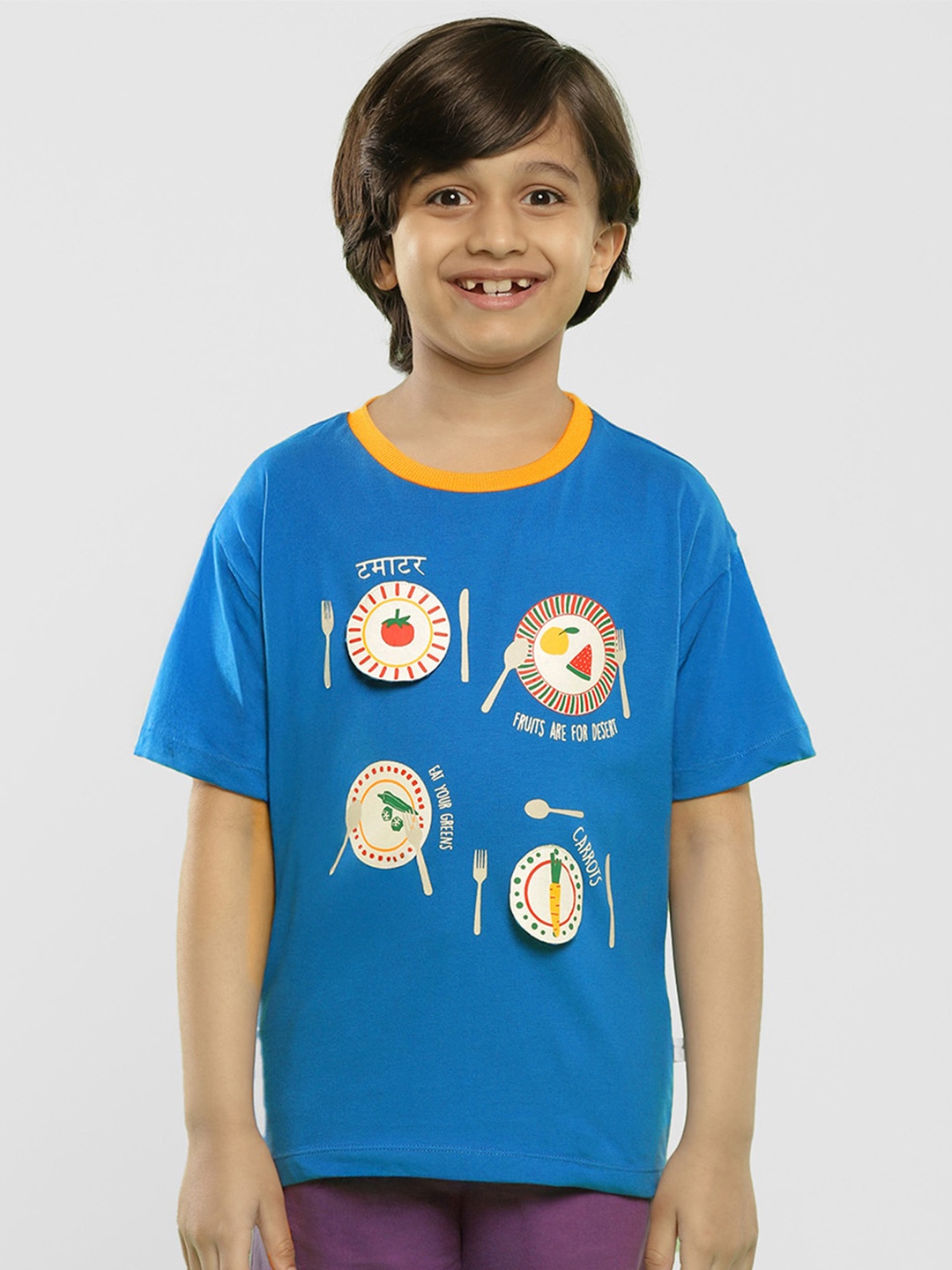 

Somersault Boys Typography Printed Applique T-shirt, Blue