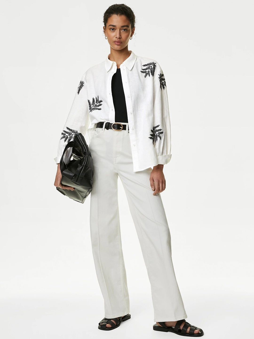

Marks & Spencer Embroidered Casual Shirt, White