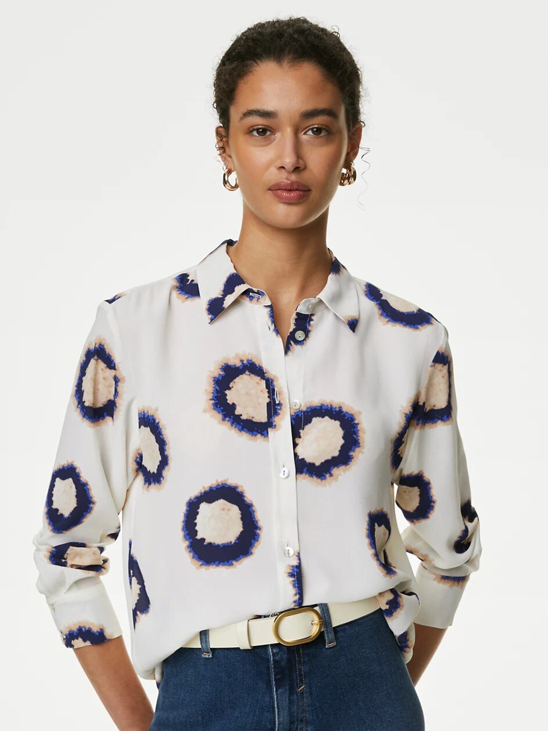 

Marks & Spencer Graphic Printed Casual Shirt, Off white