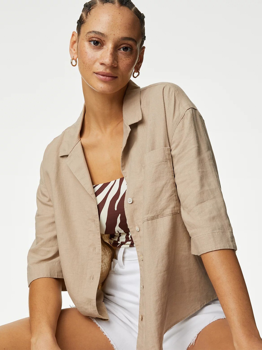 

Marks & Spencer Relaxed Fit Long Sleeves Casual Shirt, Beige