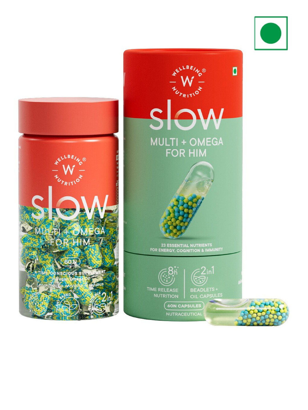 

Wellbeing Nutrition Slow Multi & Veg Omega 3 For Him Capsules - 60 Capsules, Na