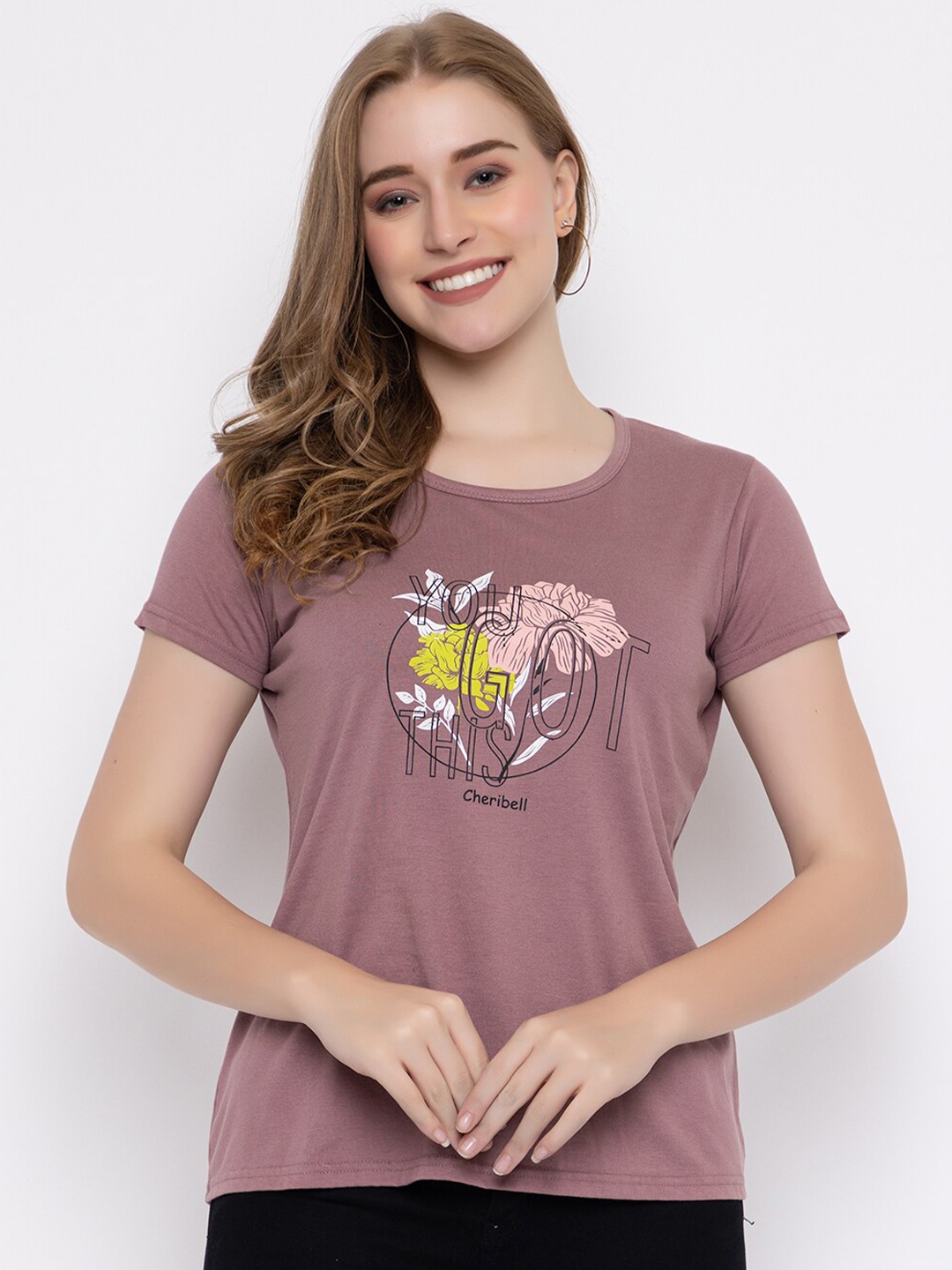 

Cheribell Graphic Printed Cotton T-shirt, Brown