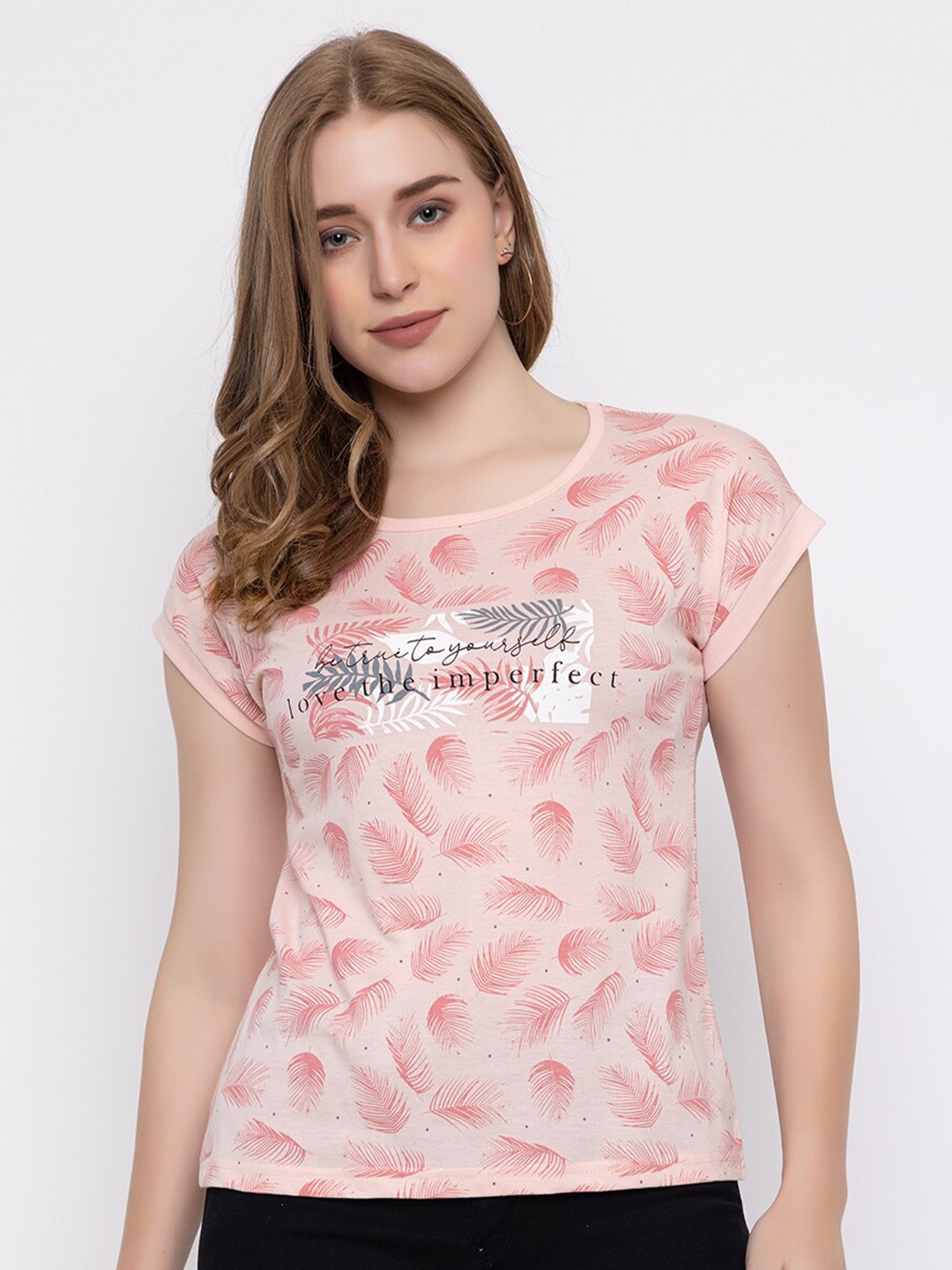 

Cheribell Abstract Printed Cotton T-shirt, Pink