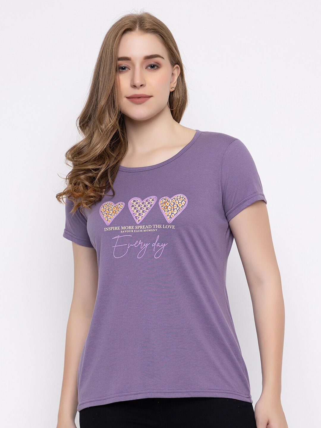 

Cheribell Graphic Printed Cotton Top, Purple