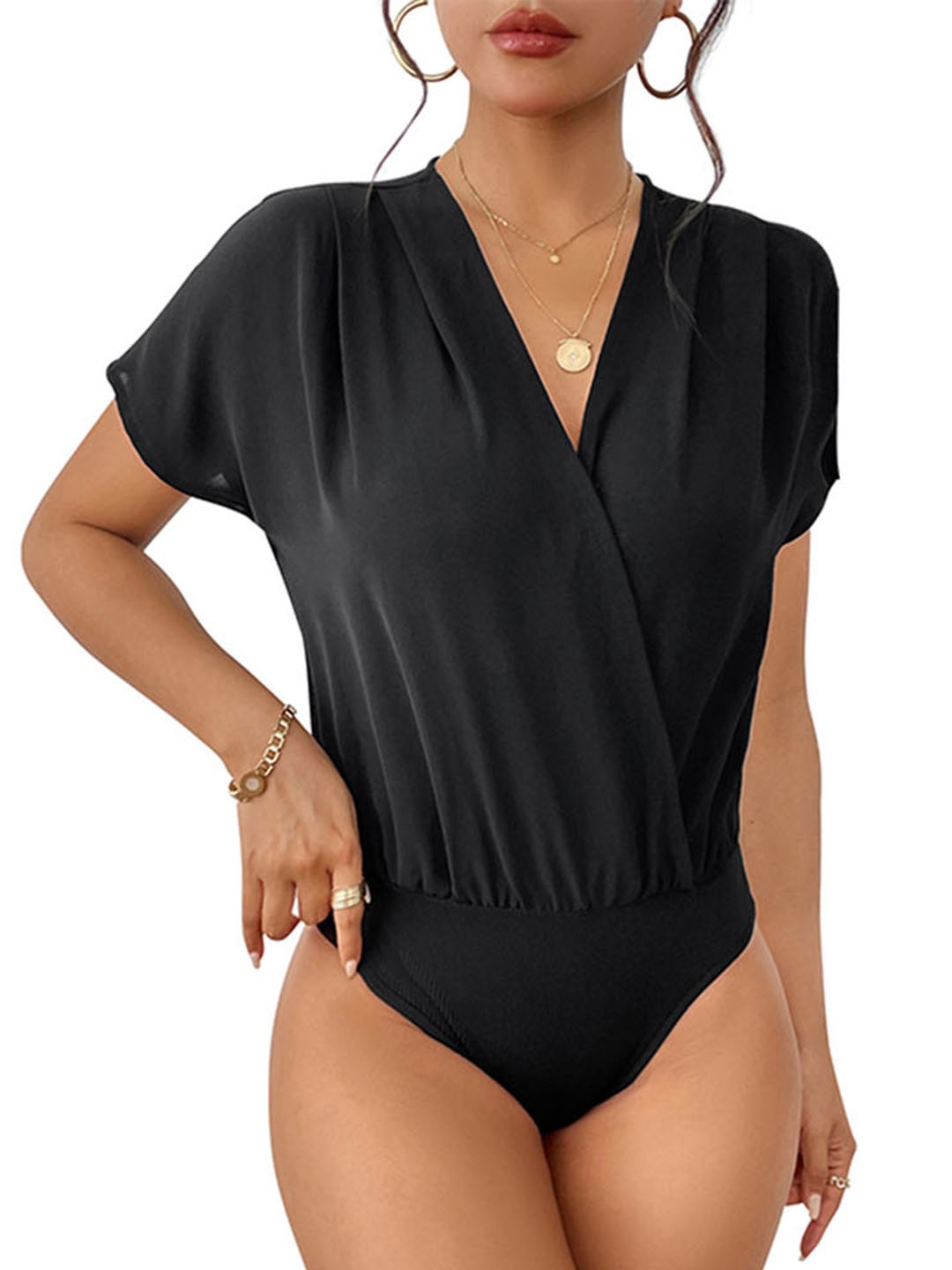 

all about you Women V-Neck Bodysuit, Black