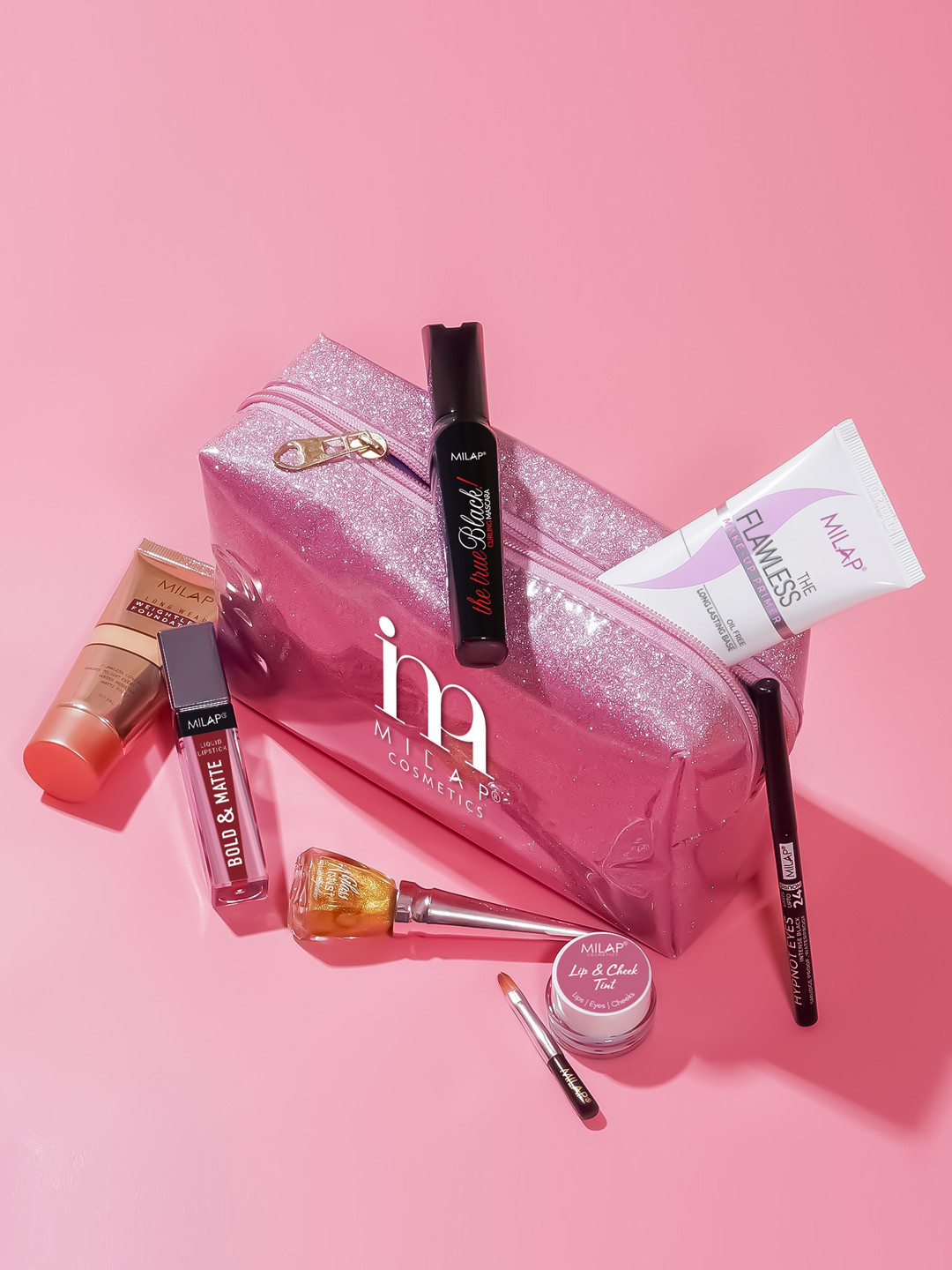 

MILAP Set Of 5 Special Festive Makeup Set With Pouch, Pink