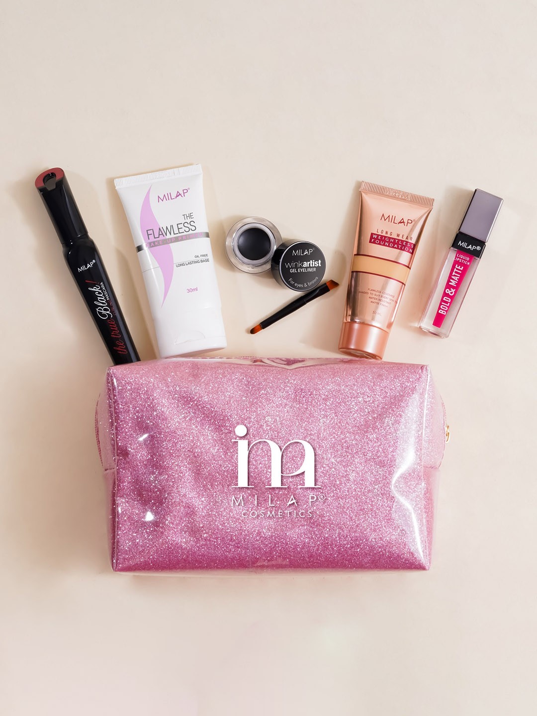 

MILAP Set Of 7 Special Festive Makeup Set With Pouch, Pink