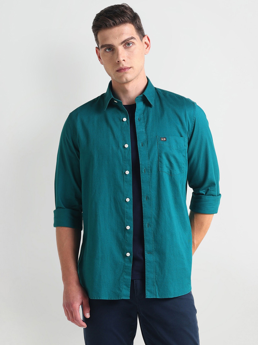 

Arrow Sport Slim Fit Spread Collar Long Sleeves Casual Shirt, Green